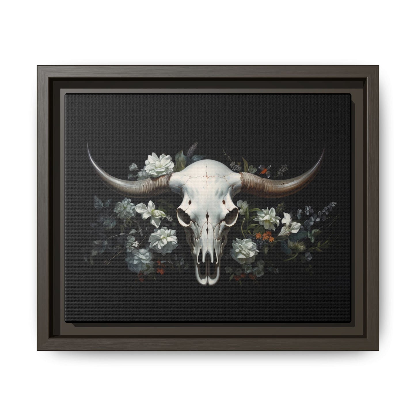 Bull Skull Wall Art, Framed Matte Canvas Print