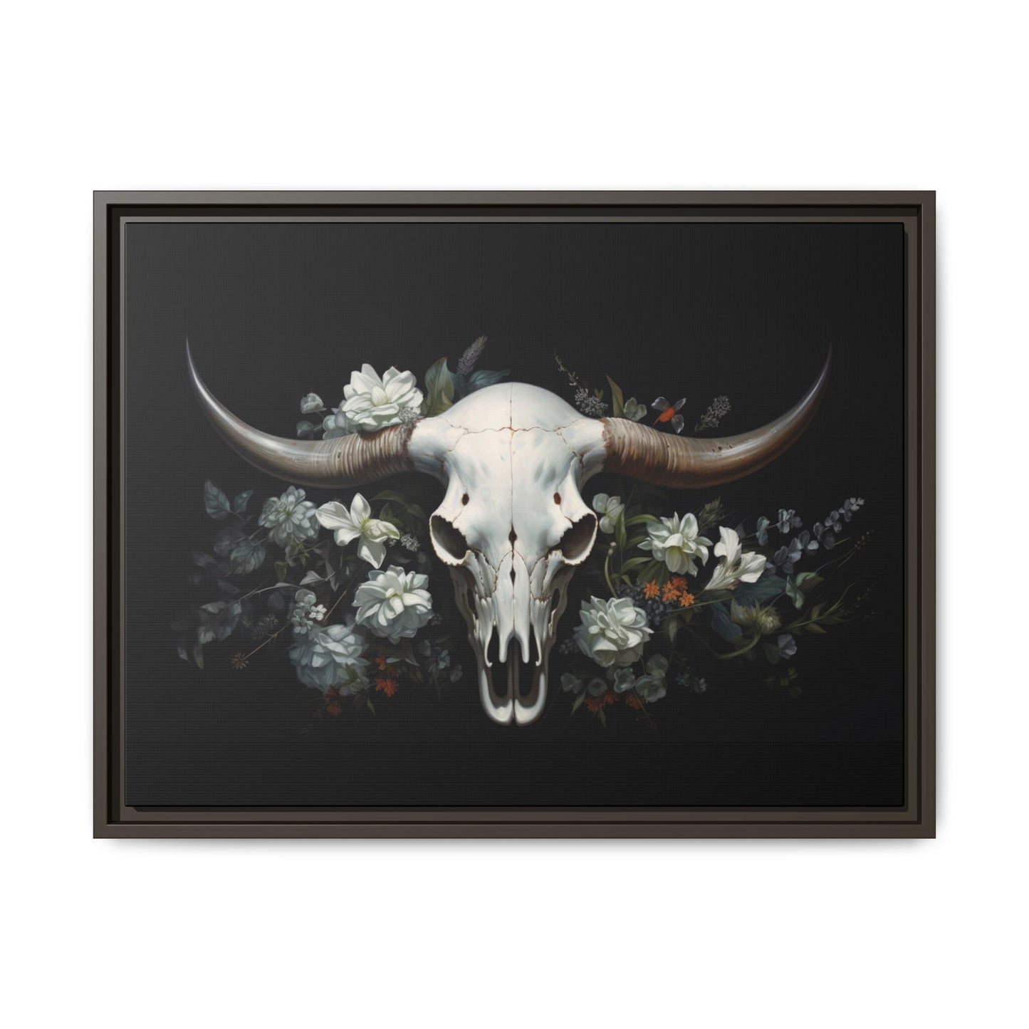 Bull Skull Wall Art, Framed Matte Canvas Print
