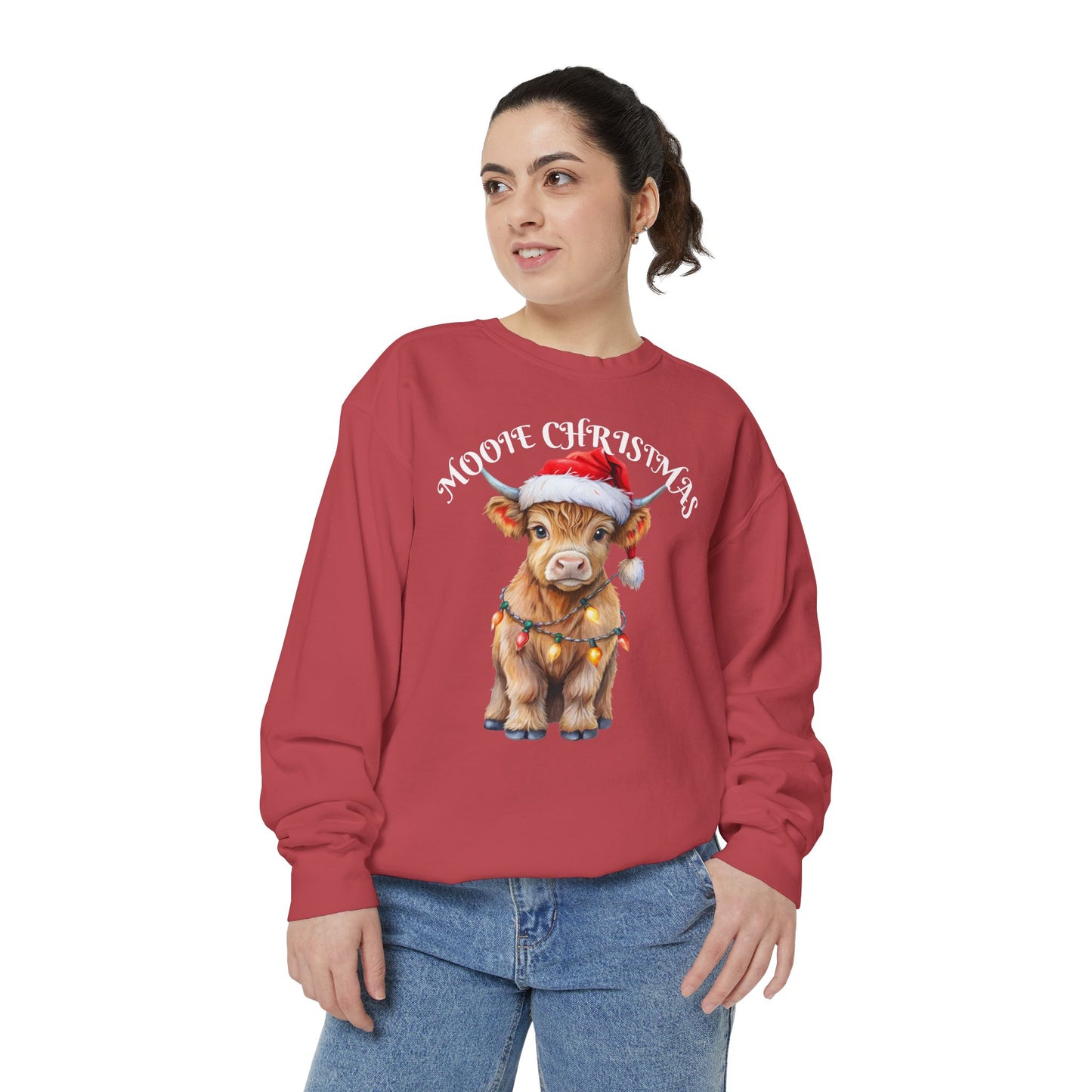 Christmas Cow Sweatshirt — "Mooie Christmas" Cute Holiday Crewneck