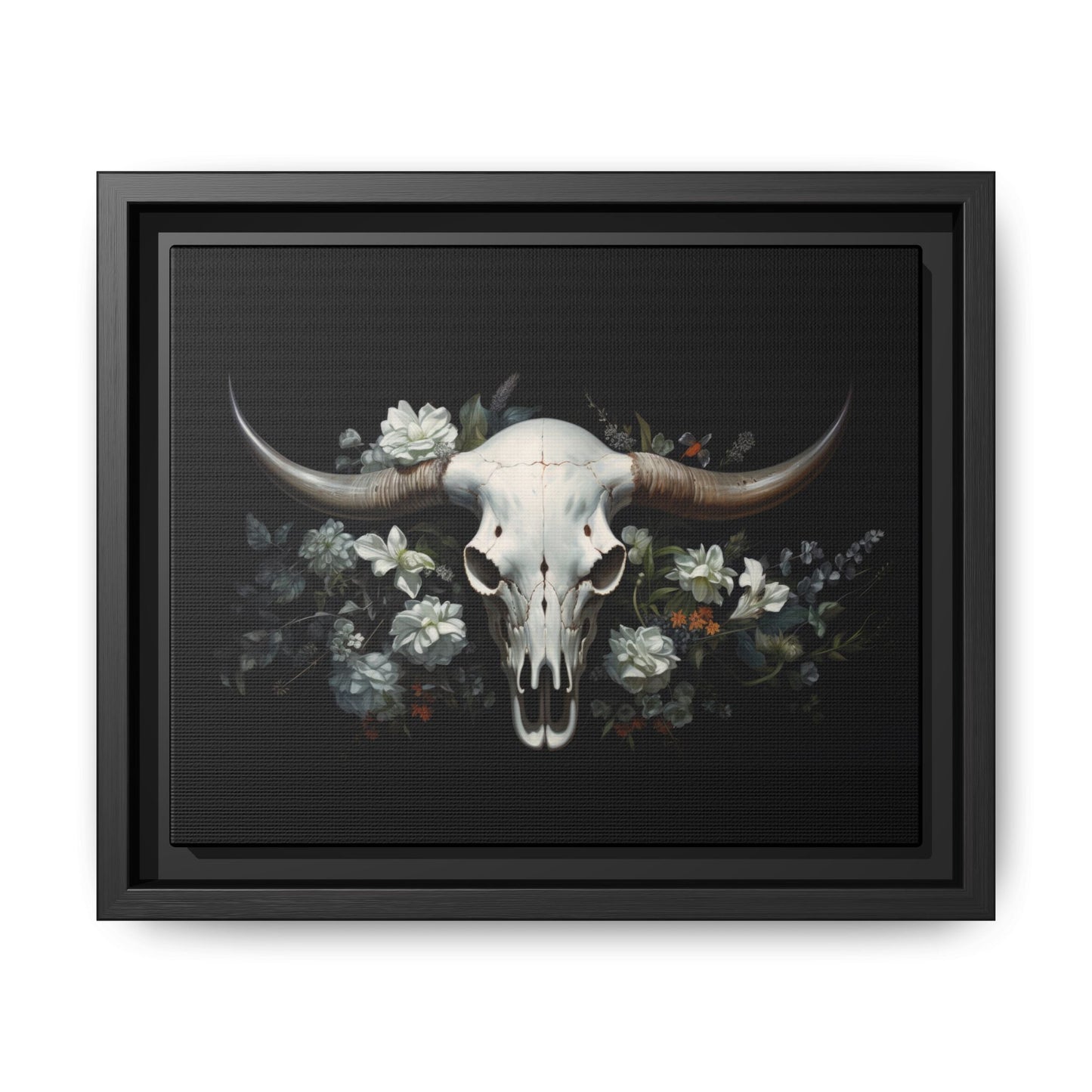 Bull Skull Wall Art, Framed Matte Canvas Print