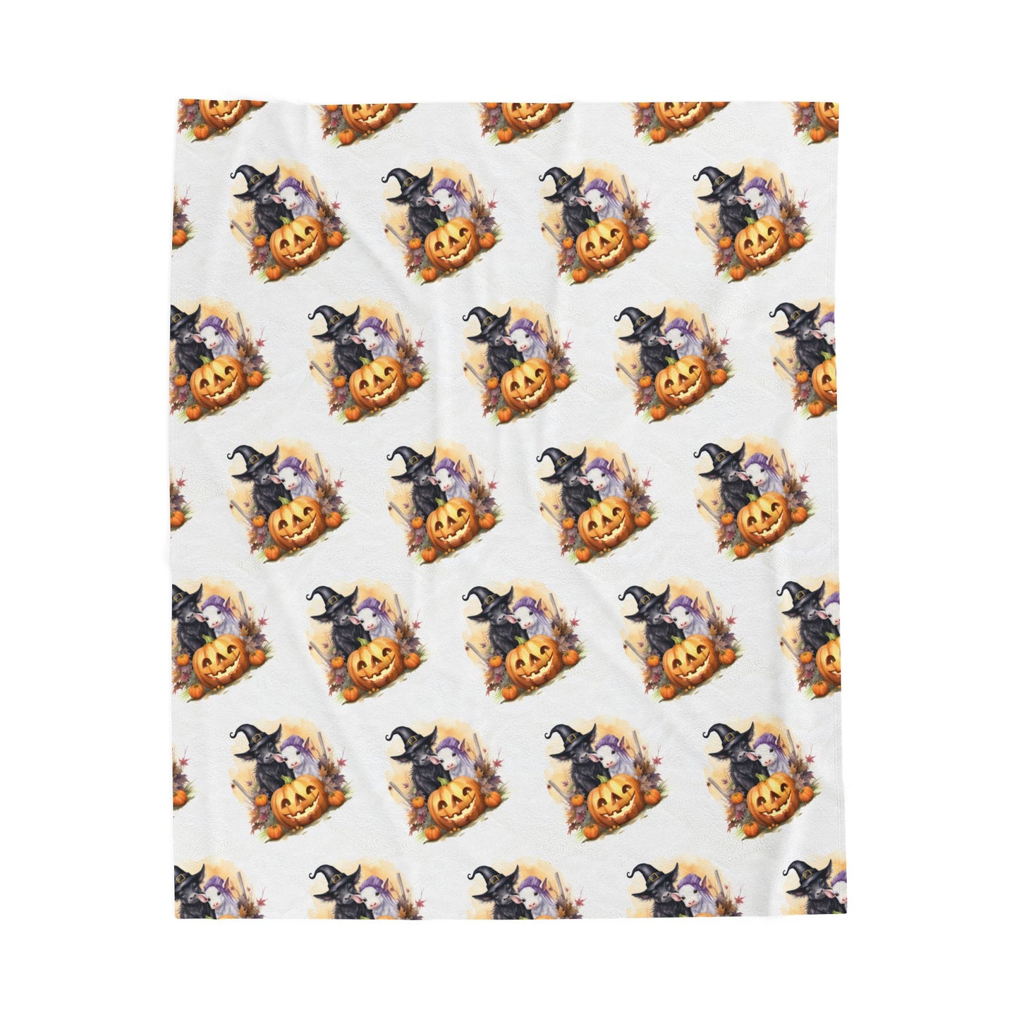 Halloween Witch & Pumpkin Plush Blanket, Cozy Fall Decor, Perfect for Spooky Season, Home & Gift