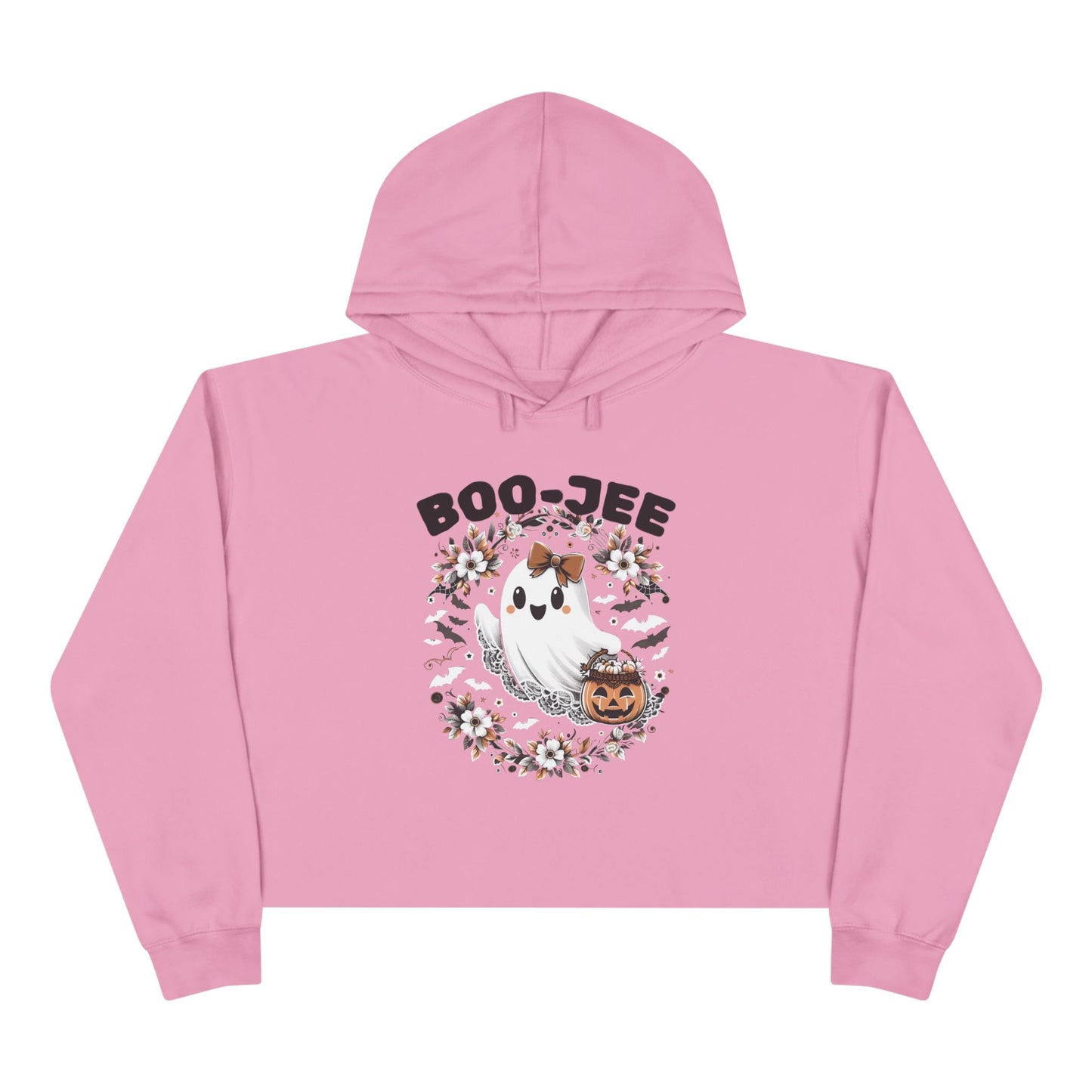 Boo-tiful & Boo-Jee Crop Hoodie, Halloween Hoodie, Ghost Graphic Sweatshirt, Cozy Fall Gift, Trendy Cropped Pullover