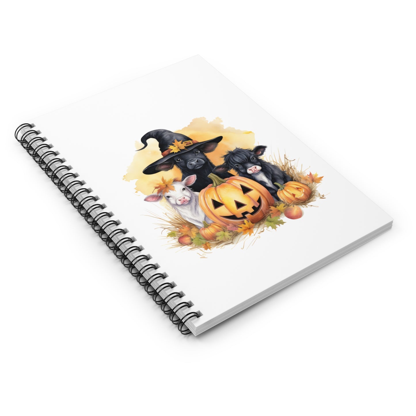 Halloween Farm Animal Spiral Notebook | Cute Cow Goat Pig, Fall Decor, Gift for Kids & Adults, Journaling & Note-Taking