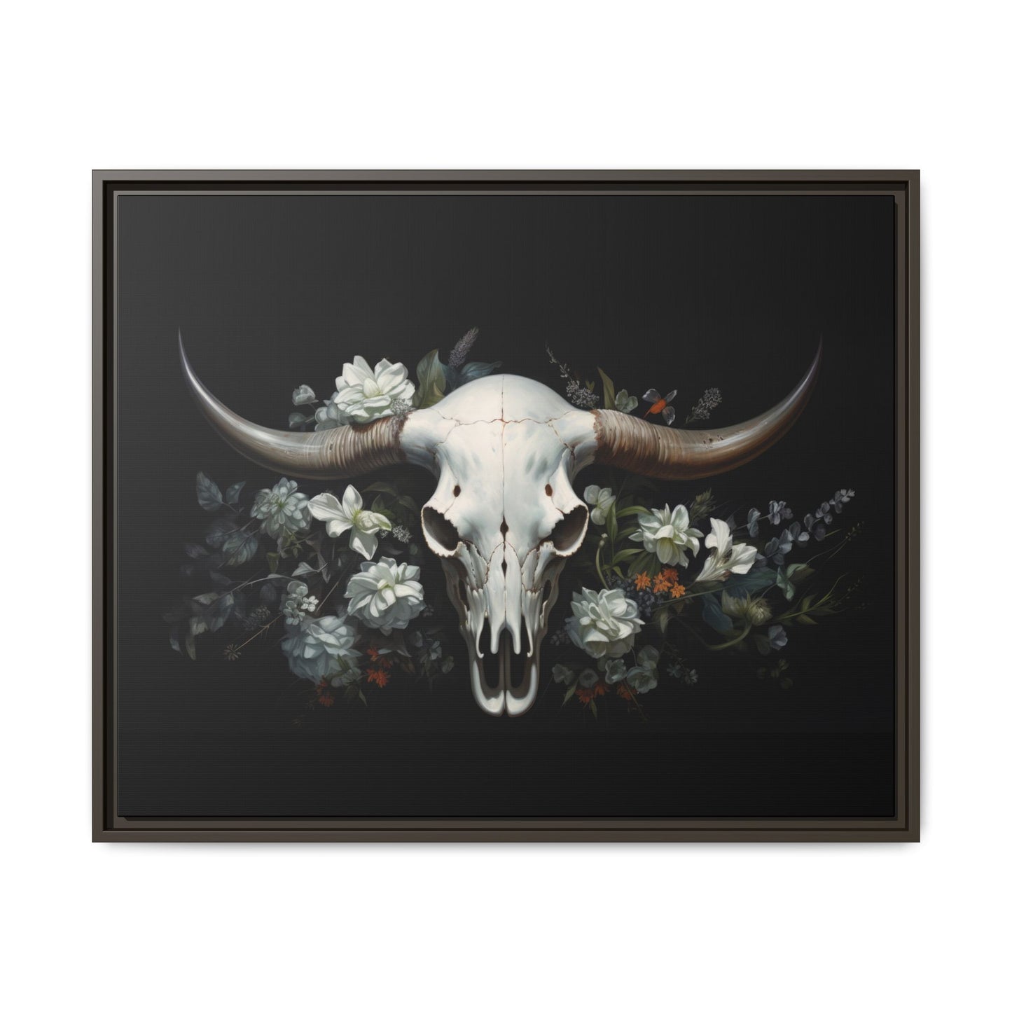 Bull Skull Wall Art, Framed Matte Canvas Print