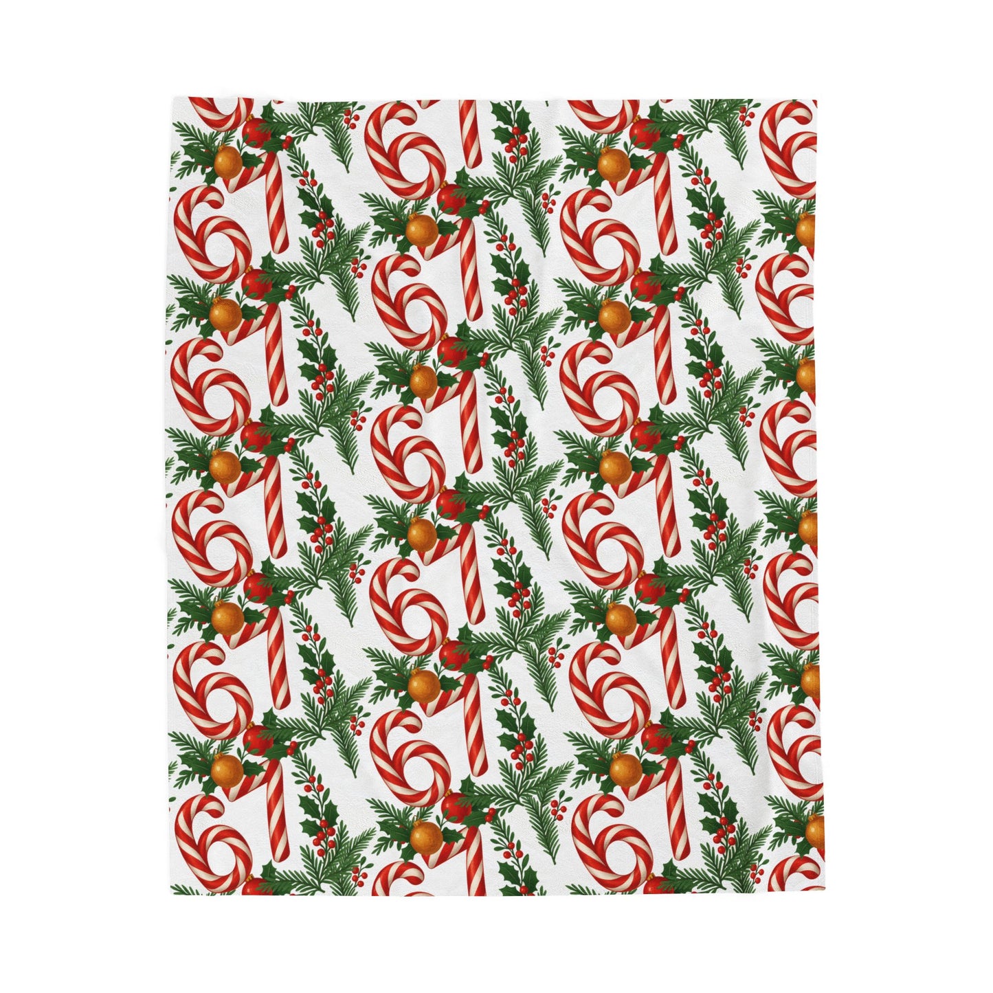 67 Christmas Candy Cane Velveteen Plush Blanket – Holiday  Cozy Throw