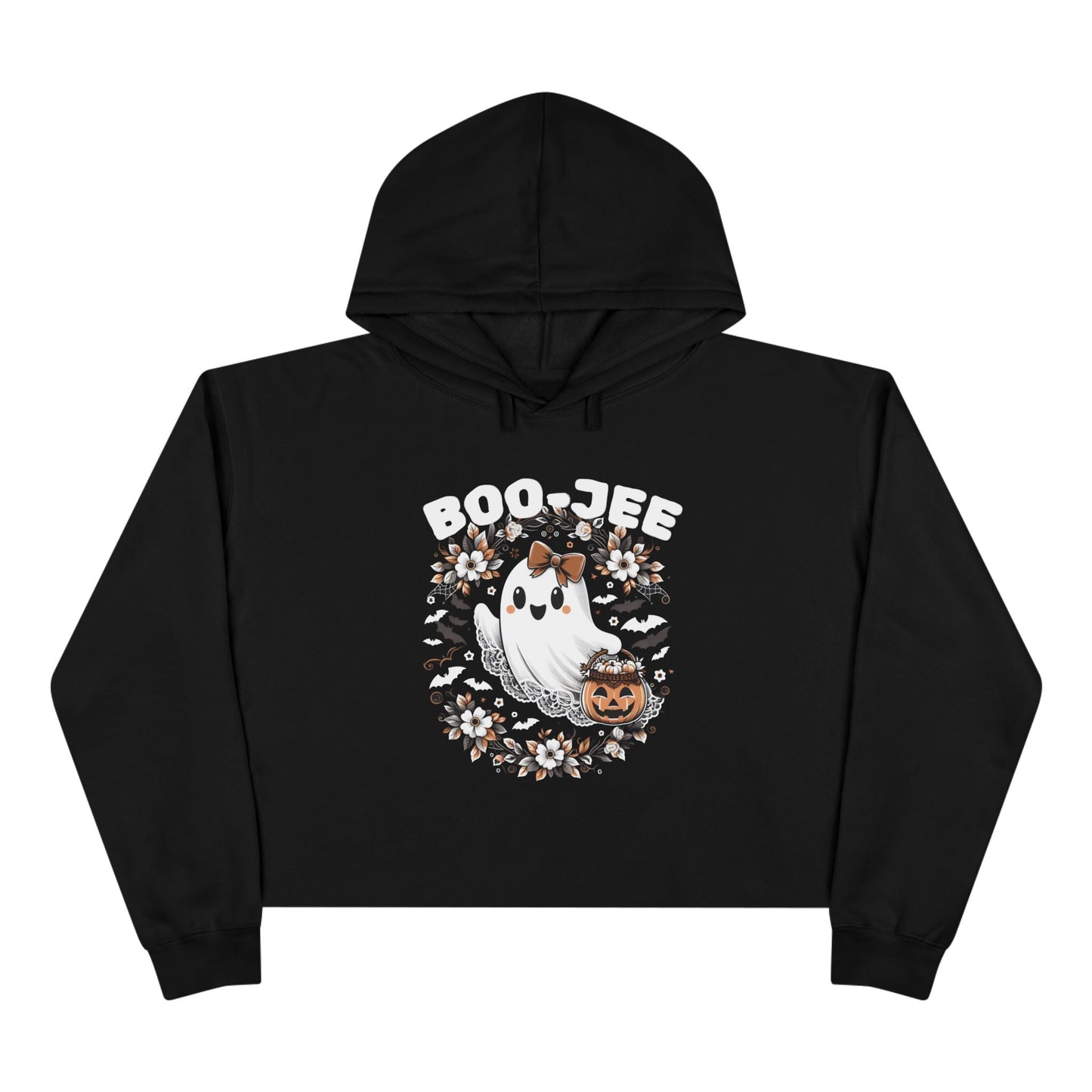 Boo-tiful & Boo-Jee Crop Hoodie, Halloween Hoodie, Ghost Graphic Sweatshirt, Cozy Fall Gift, Trendy Cropped Pullover