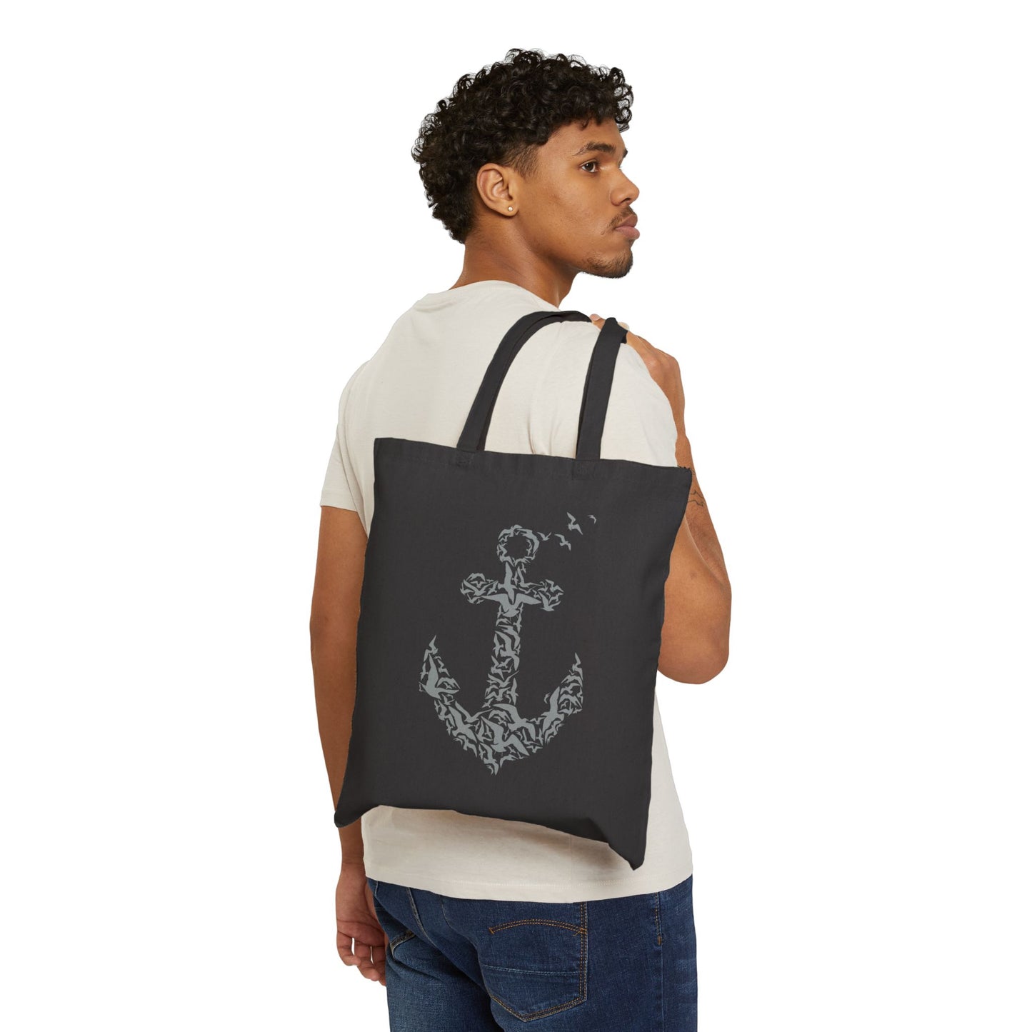 Nautical Cotton Canvas Tote Bag with Anchor Design