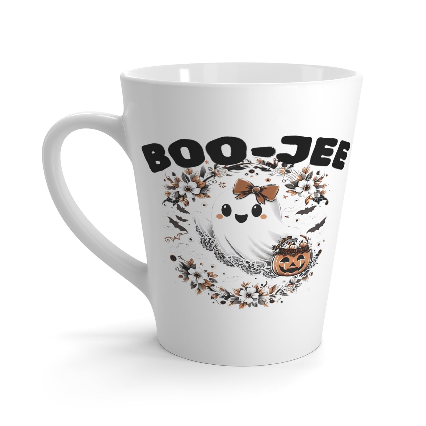Halloween Latte Mug with Cute Ghost Design, Cozy Drinkware for Spooky Season, Fall Vibes, Unique Gift, Pumpkin Lovers