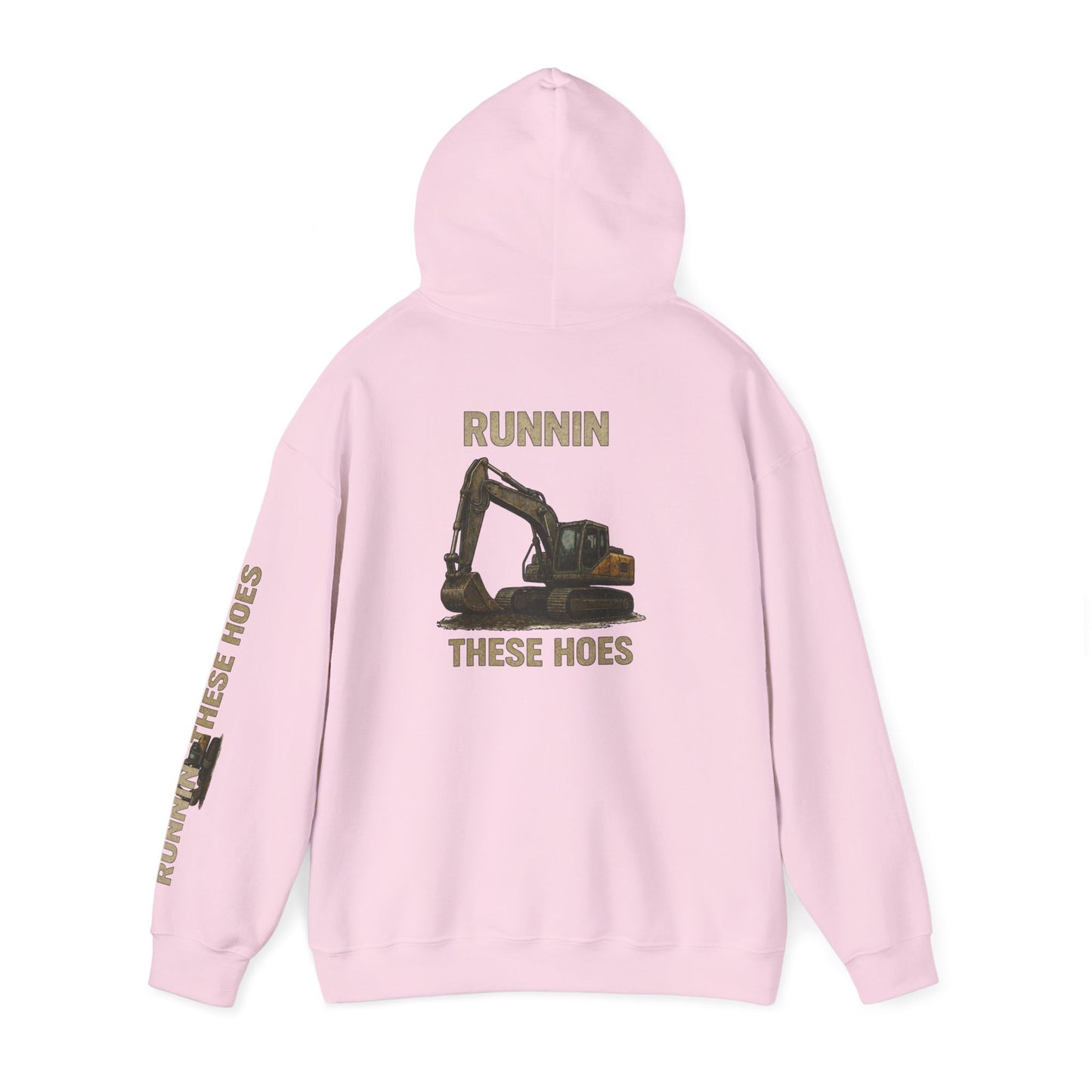 Running These Hoes Excavator Hoodie | Construction Graphic Hooded Sweatshirt
