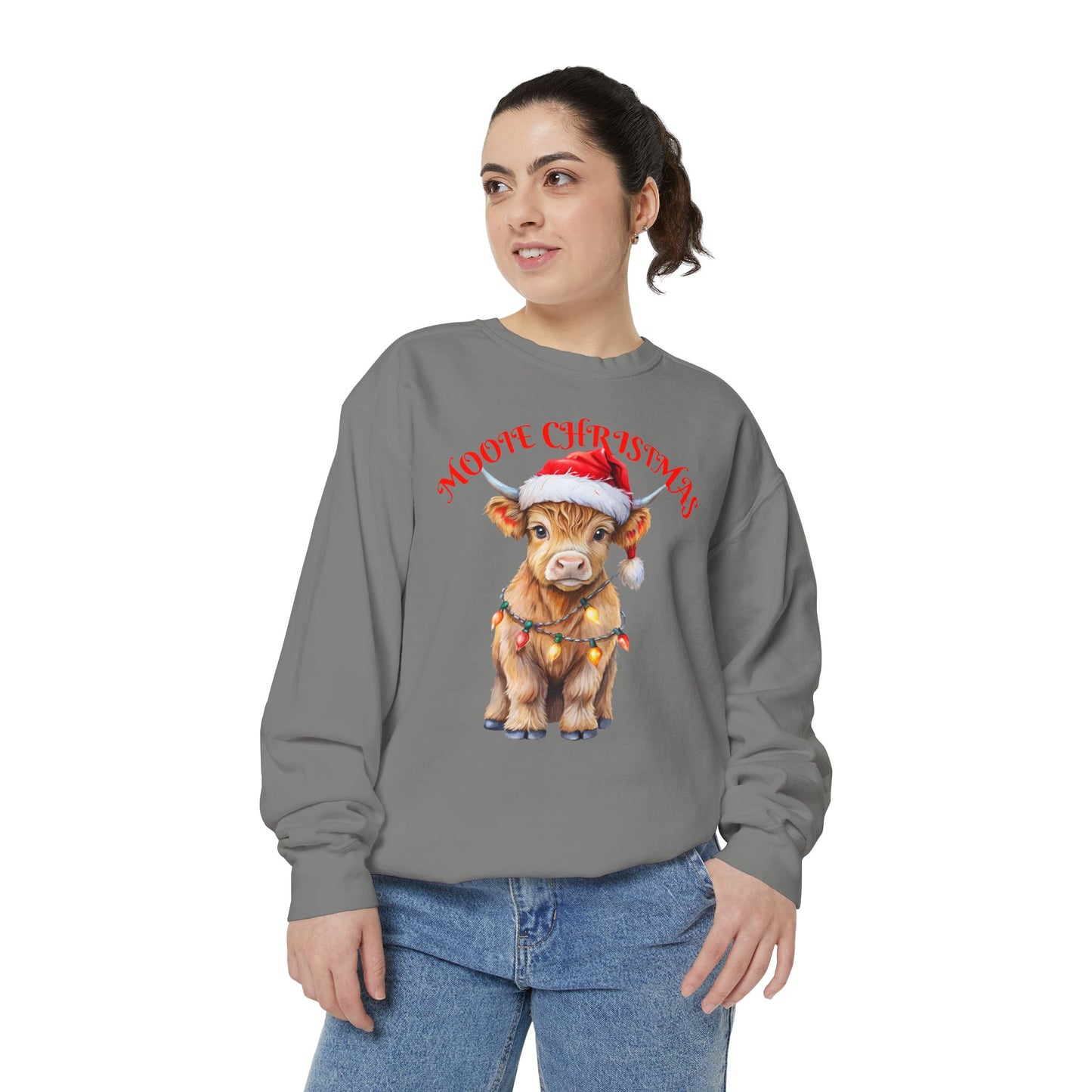 Christmas Cow Sweatshirt — "Mooie Christmas" Cute Holiday Crewneck