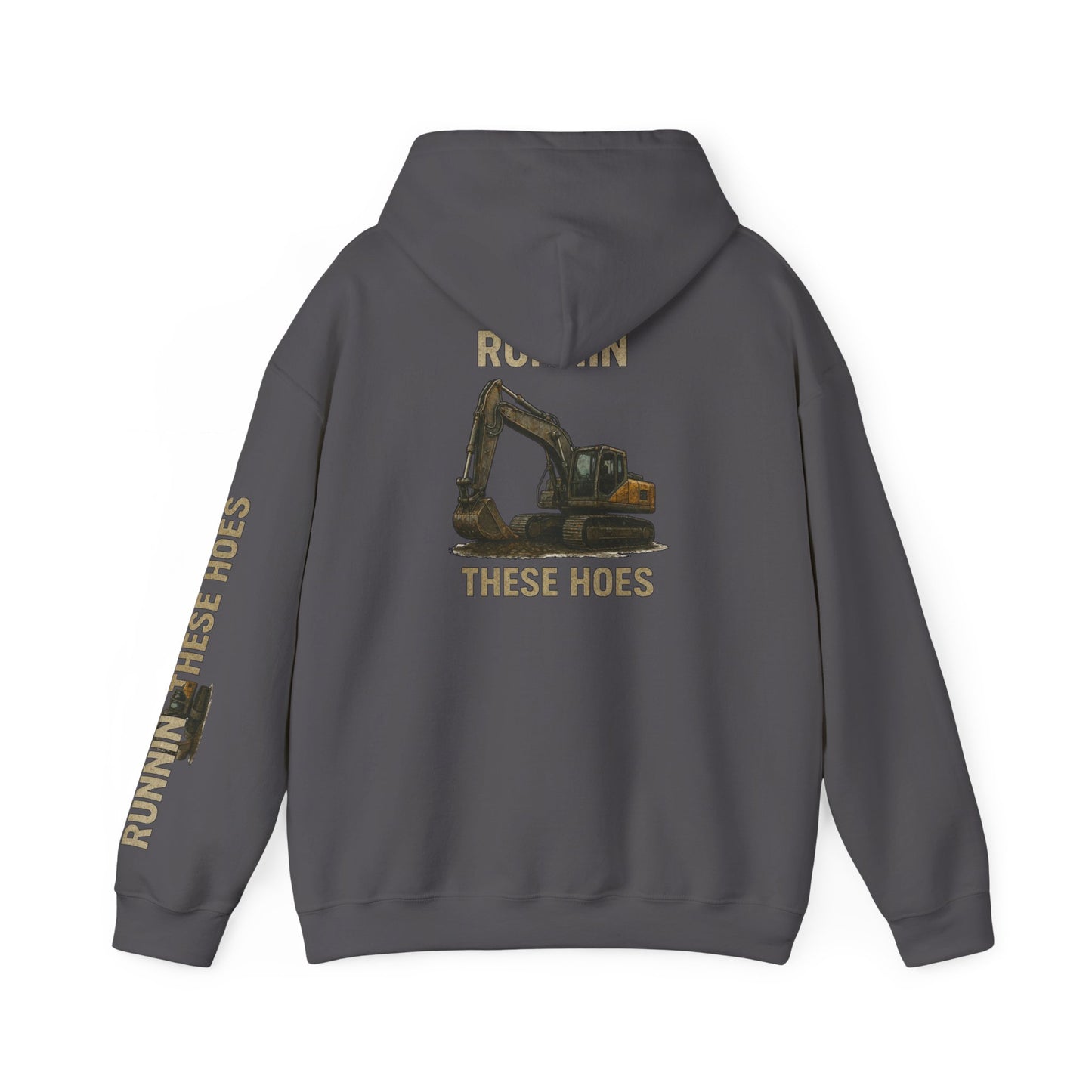 Running These Hoes Excavator Hoodie | Construction Graphic Hooded Sweatshirt