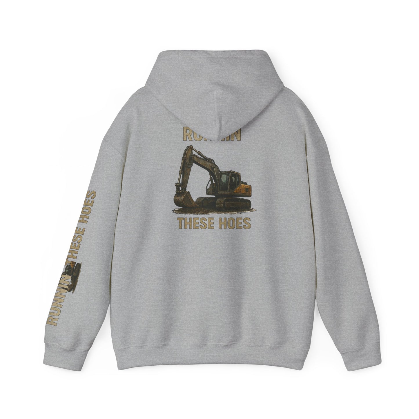 Running These Hoes Excavator Hoodie | Construction Graphic Hooded Sweatshirt