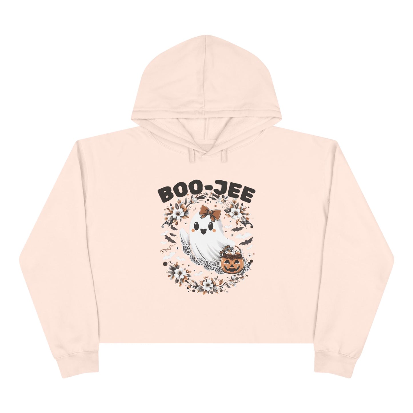 Boo-tiful & Boo-Jee Crop Hoodie, Halloween Hoodie, Ghost Graphic Sweatshirt, Cozy Fall Gift, Trendy Cropped Pullover