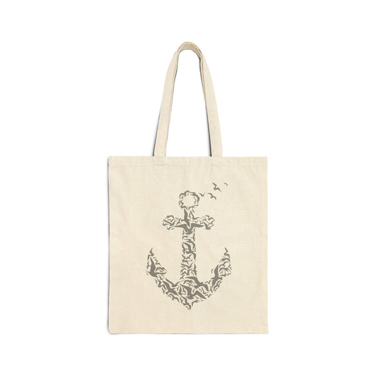 Nautical Cotton Canvas Tote Bag with Anchor Design
