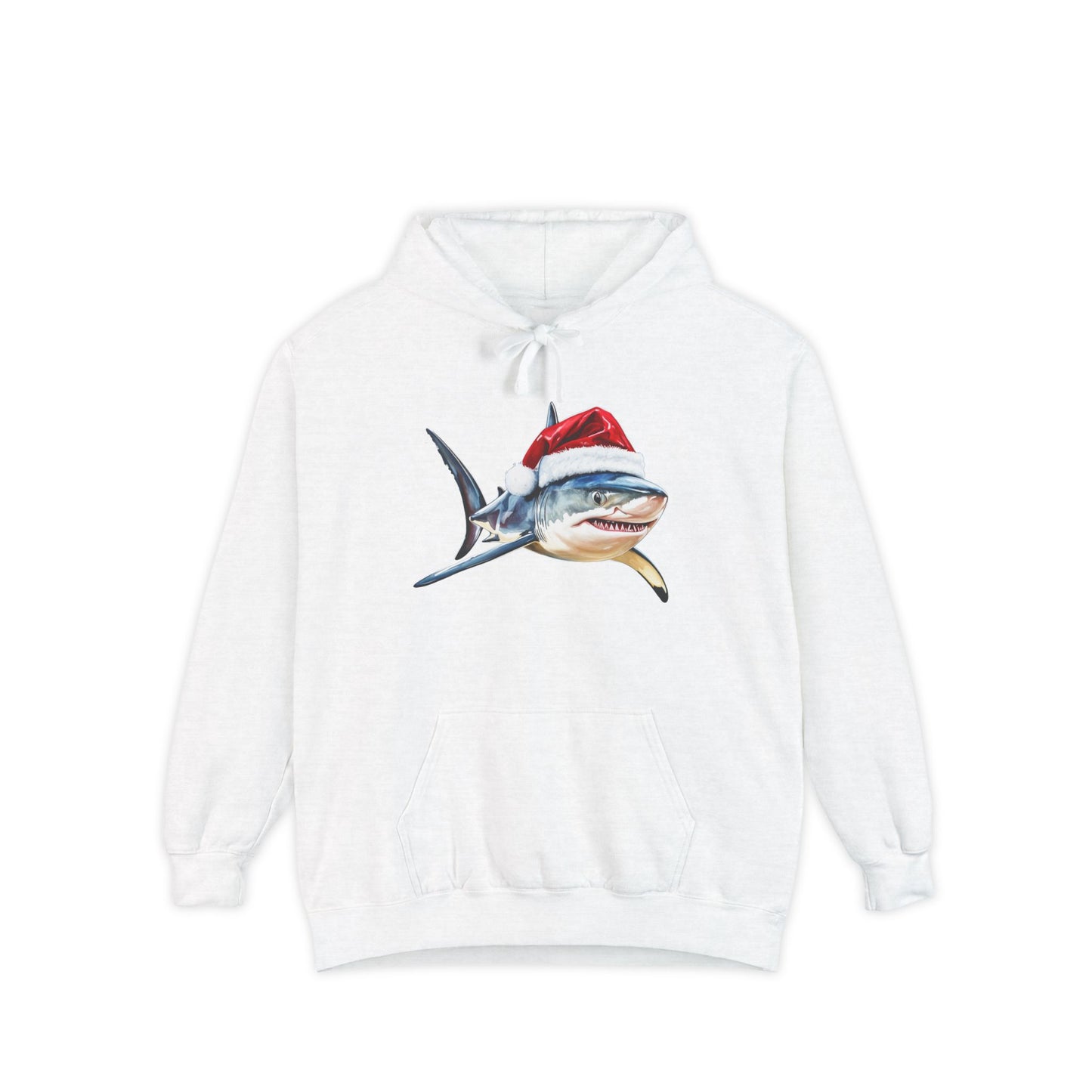 Festive Shark Hoodie, Unisex Holiday Apparel, Cute Christmas Gift, Casual Winter Fashion, Cozy Beachwear