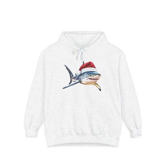 Festive Shark Hoodie, Unisex Holiday Apparel, Cute Christmas Gift, Casual Winter Fashion, Cozy Beachwear