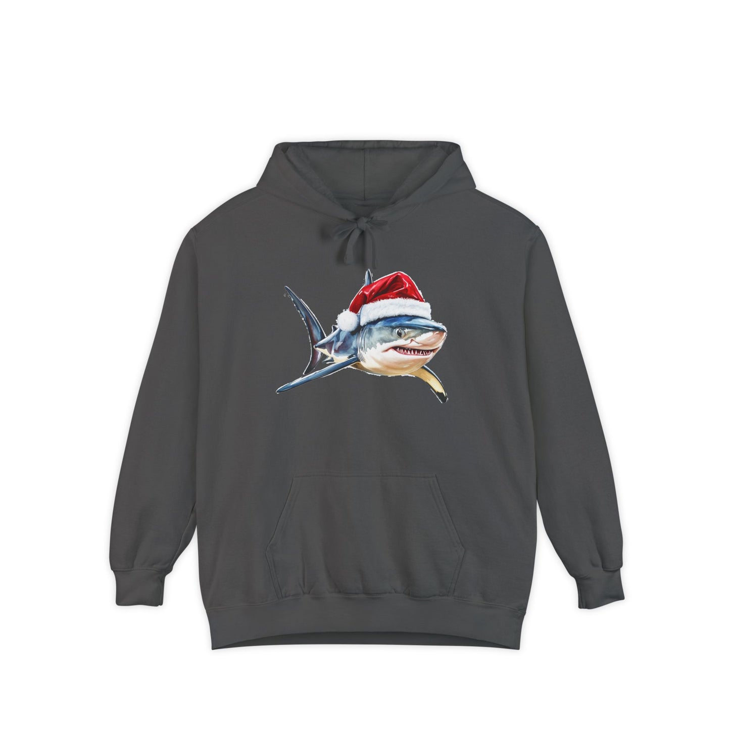 Festive Shark Hoodie, Unisex Holiday Apparel, Cute Christmas Gift, Casual Winter Fashion, Cozy Beachwear