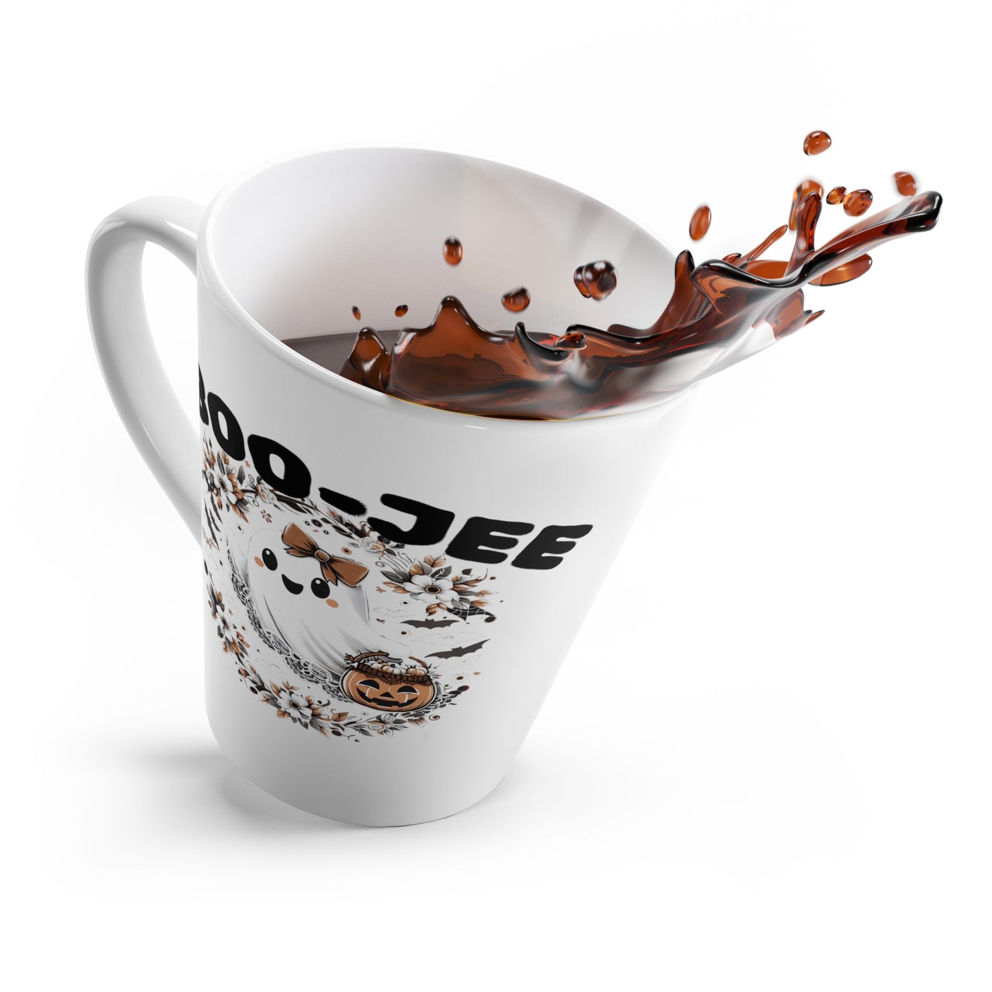 Halloween Latte Mug with Cute Ghost Design, Cozy Drinkware for Spooky Season, Fall Vibes, Unique Gift, Pumpkin Lovers