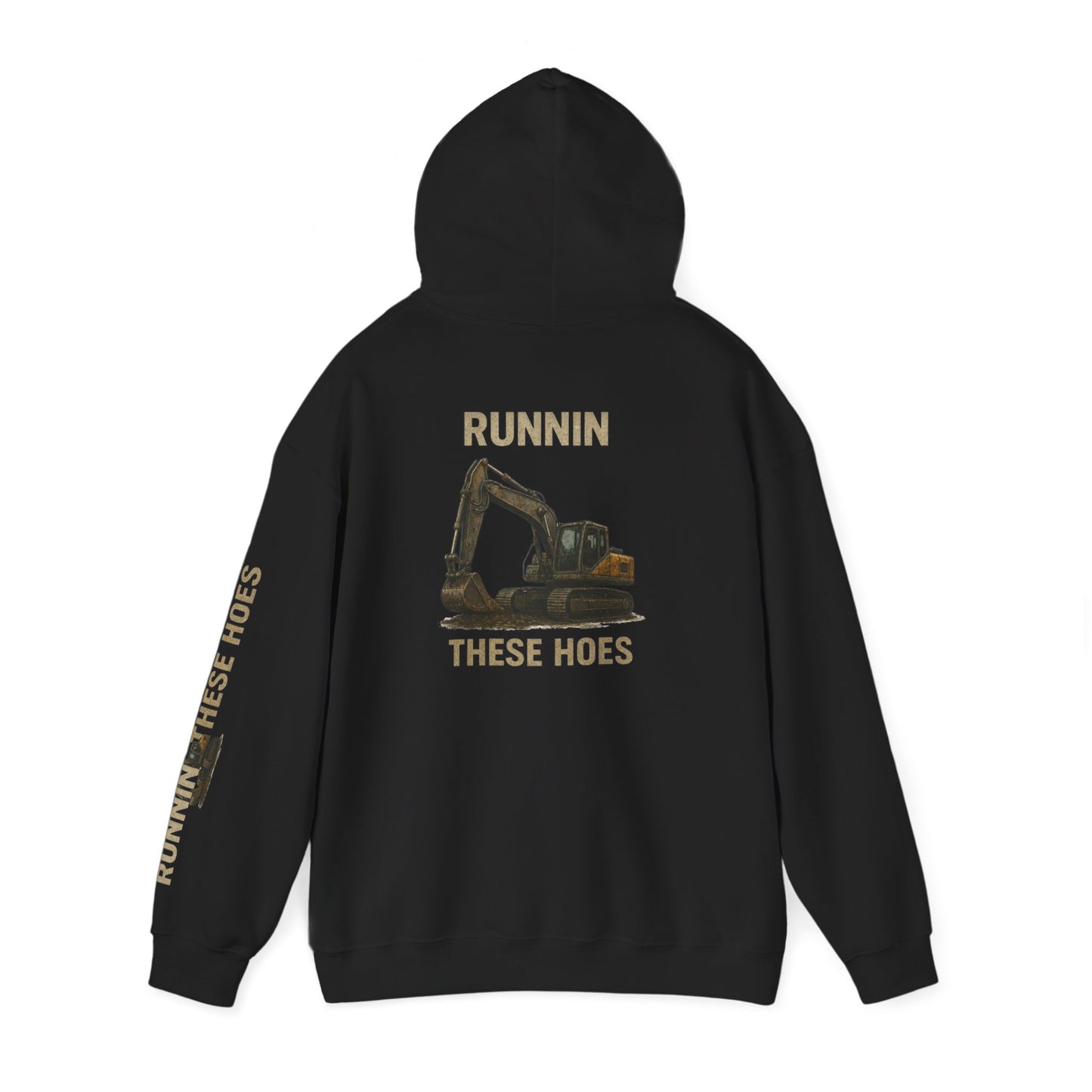 Running These Hoes Excavator Hoodie | Construction Graphic Hooded Sweatshirt