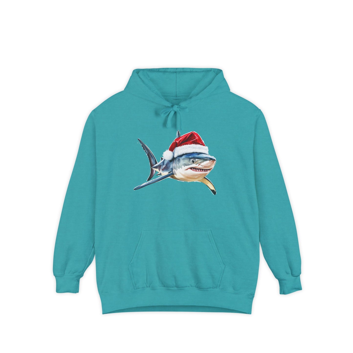 Festive Shark Hoodie, Unisex Holiday Apparel, Cute Christmas Gift, Casual Winter Fashion, Cozy Beachwear