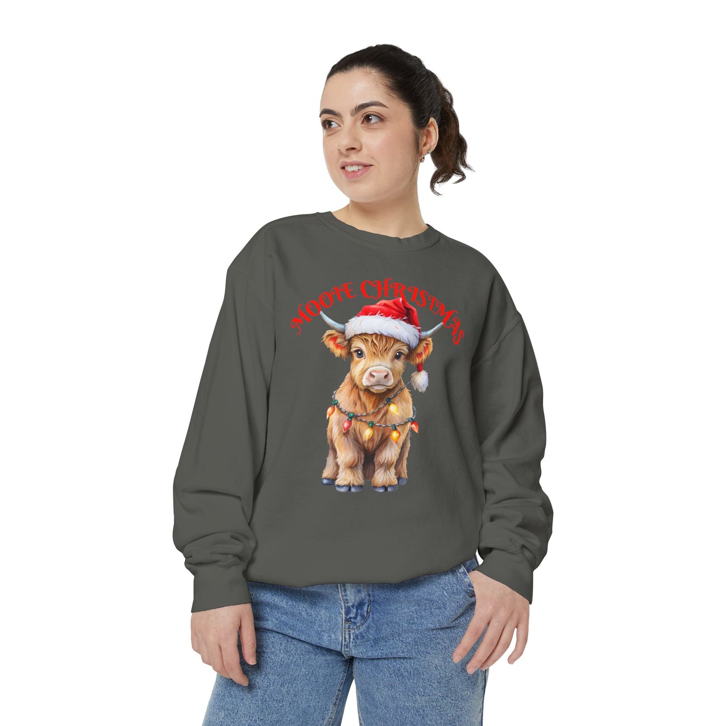 Christmas Cow Sweatshirt — "Mooie Christmas" Cute Holiday Crewneck