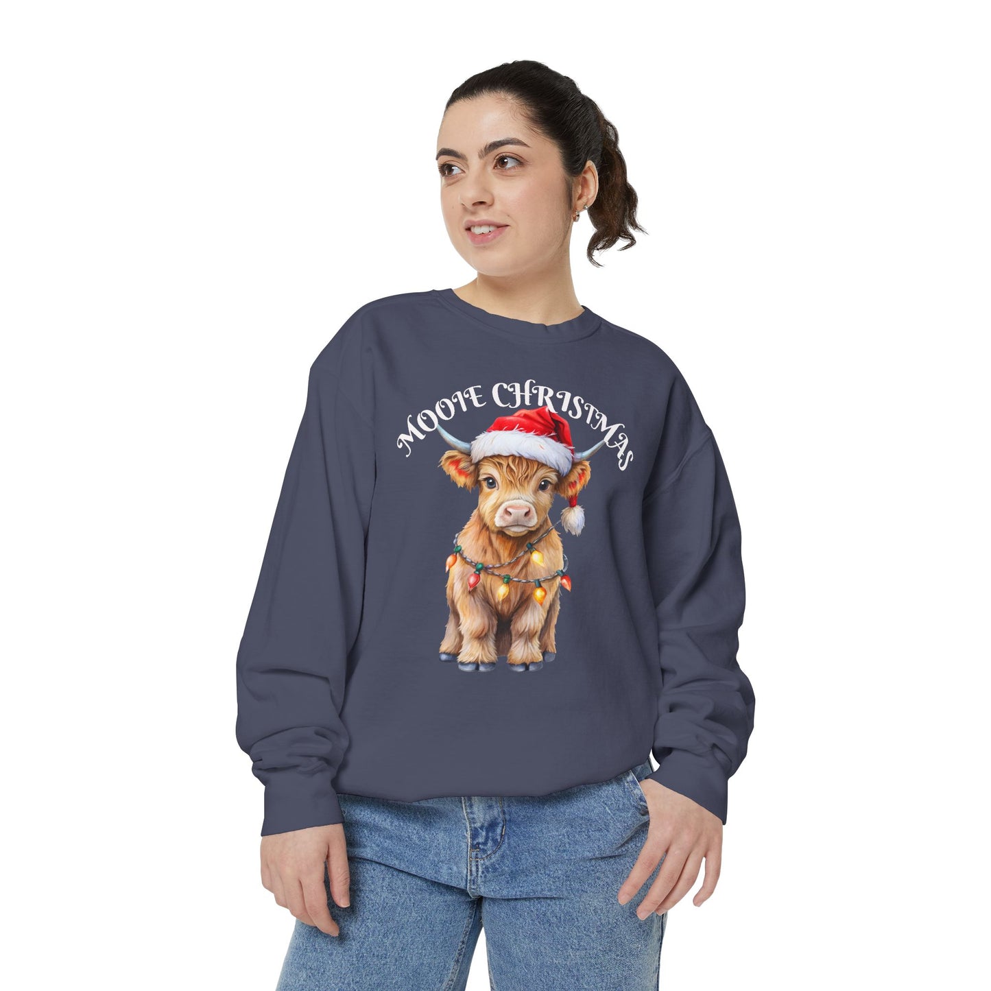 Christmas Cow Sweatshirt — "Mooie Christmas" Cute Holiday Crewneck