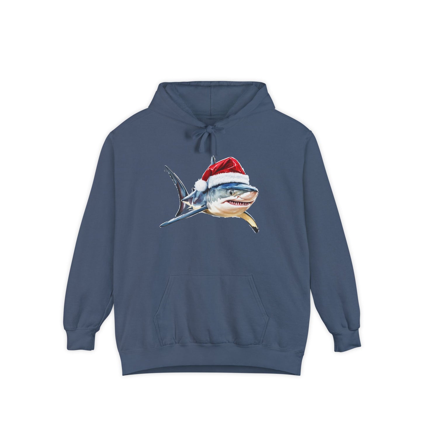 Festive Shark Hoodie, Unisex Holiday Apparel, Cute Christmas Gift, Casual Winter Fashion, Cozy Beachwear
