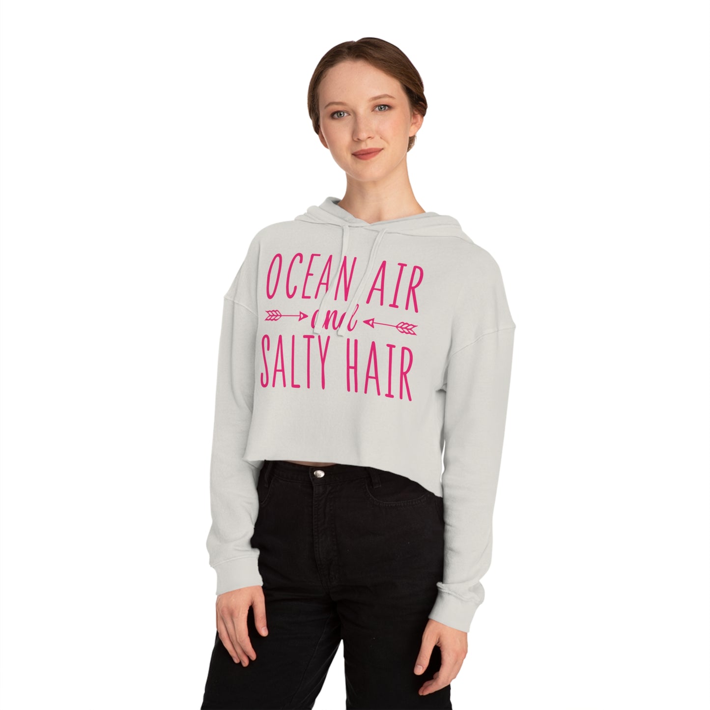Woman's Cropped Hoodie - Ocean Air and Salty Hair -