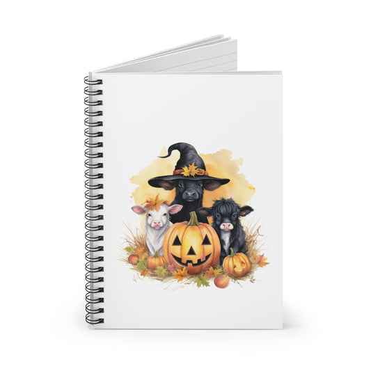 Halloween Farm Animal Spiral Notebook | Cute Cow Goat Pig, Fall Decor, Gift for Kids & Adults, Journaling & Note-Taking