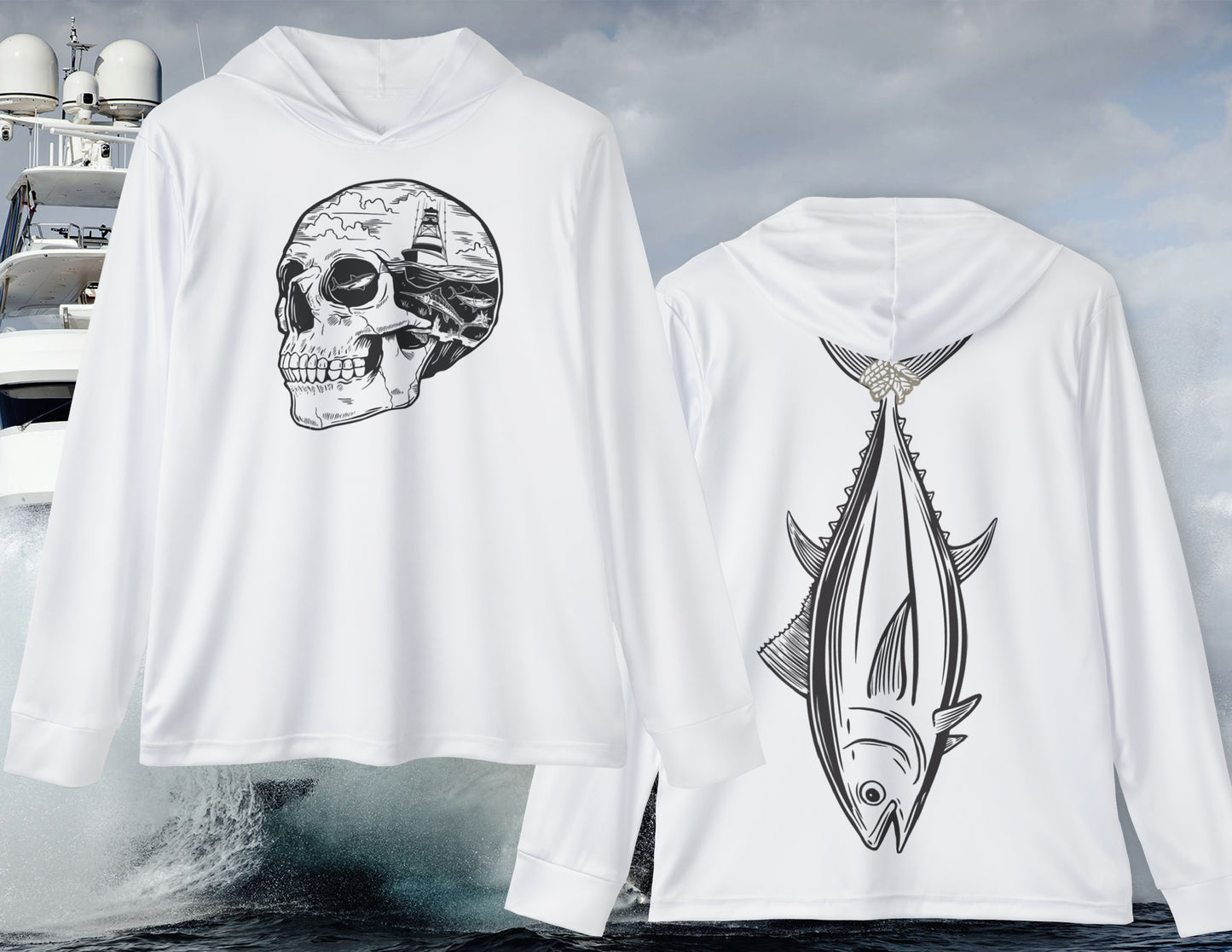 Skull & Tuna Men's UPF 50 Hoodie, Fishing Apparel, Outdoor Hoodie,