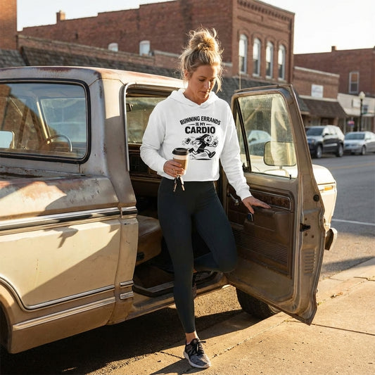 Running Errands Is My Cardio Cropped Hoodie | Funny Running Graphic