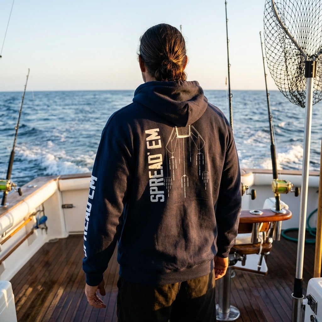 Tuna Fish Hoodie — 'SPREAD 'EM' Fishing Graphic Pullover