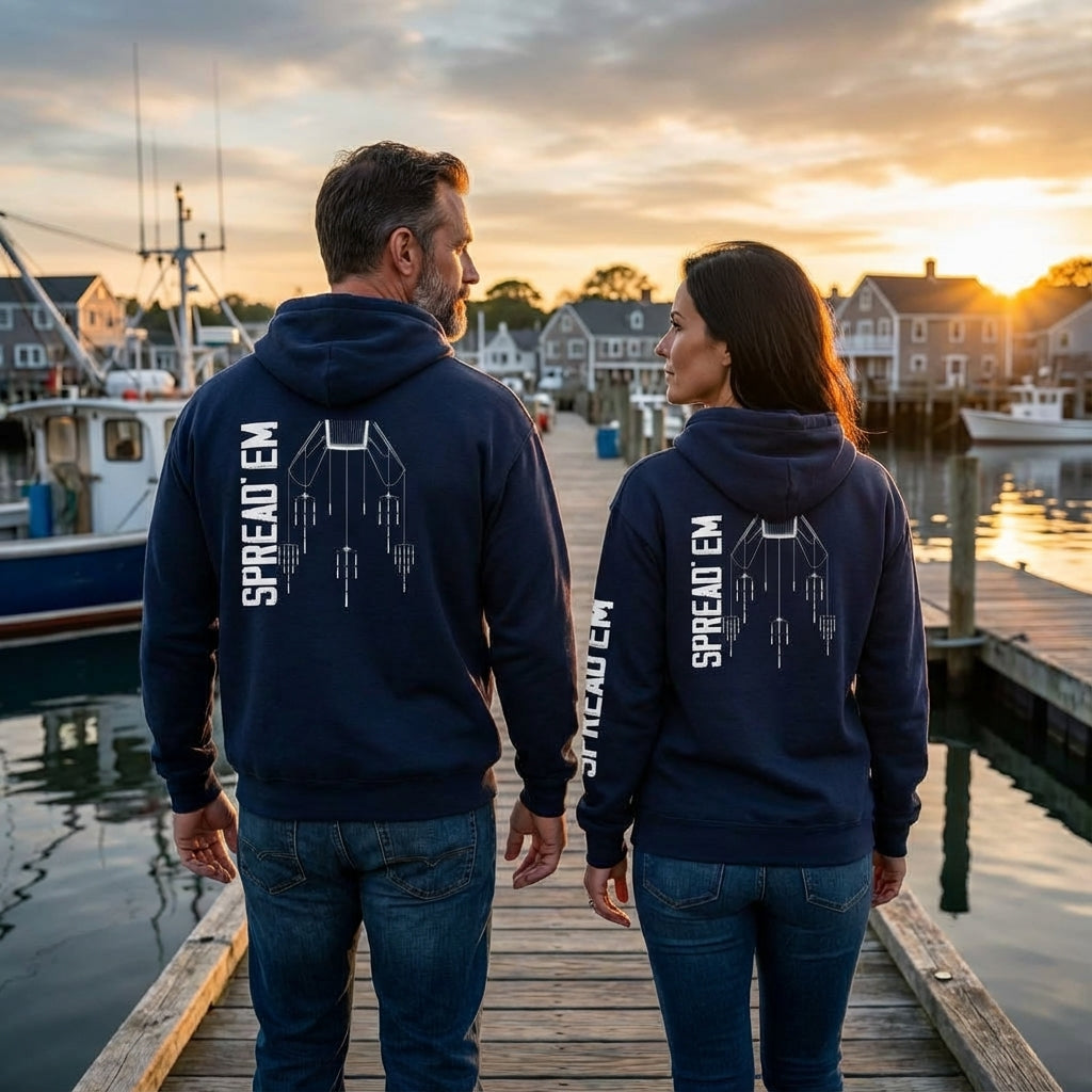 Tuna Fish Hoodie — 'SPREAD 'EM' Fishing Graphic Pullover