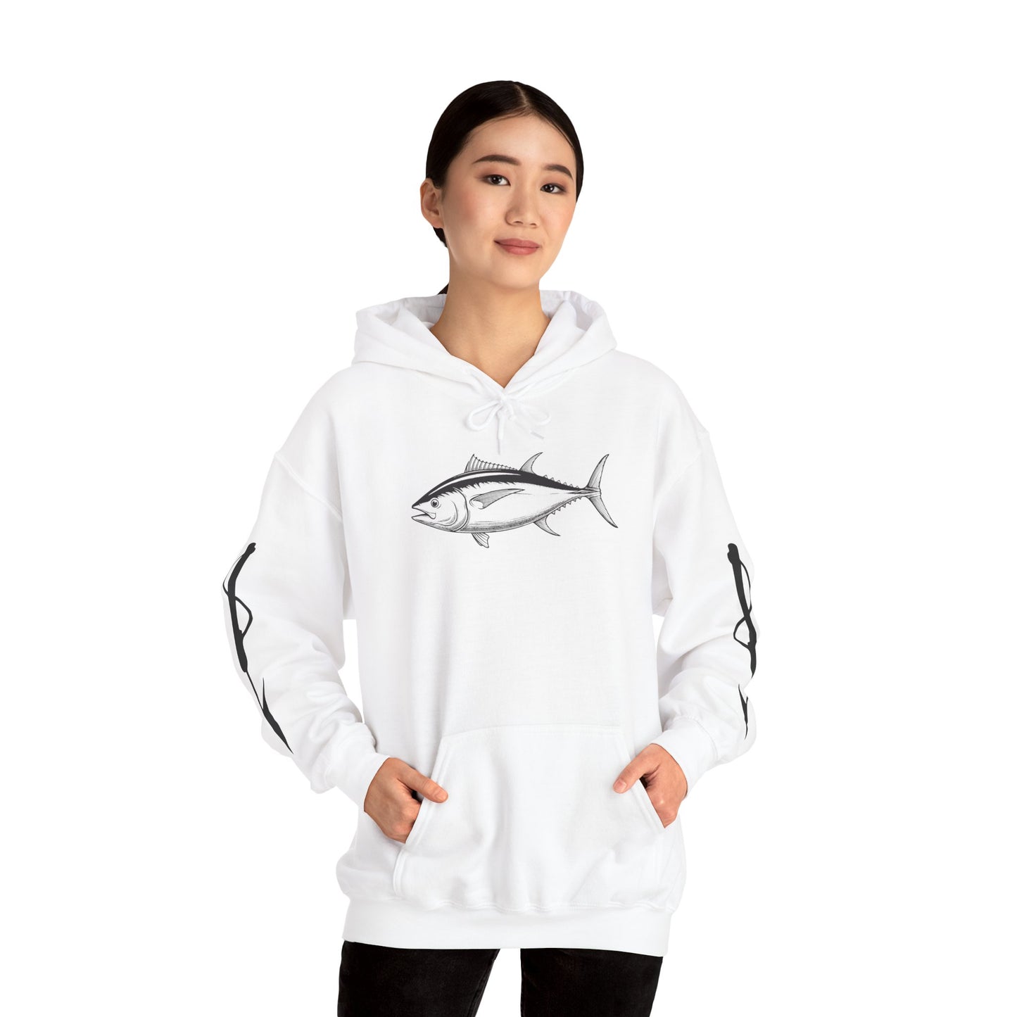 Vintage Tuna Illustration Fishing Hoodie