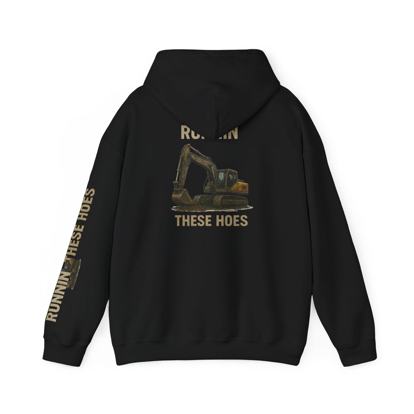 Running These Hoes Excavator Hoodie | Construction Graphic Hooded Sweatshirt