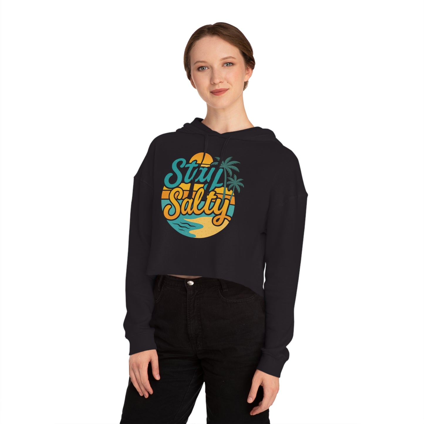 Women’s Cropped Hooded Sweatshirt - Stay Salty -