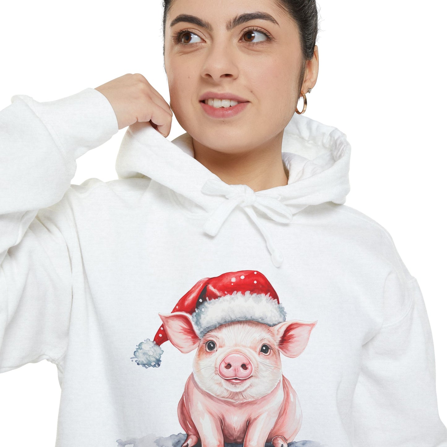 Cozy Christmas Pig  Hoodie | Holiday Gift, Funny Hoodie, Animal Lover Gift, Winter Wear, Cute Christmas Sweatshirt