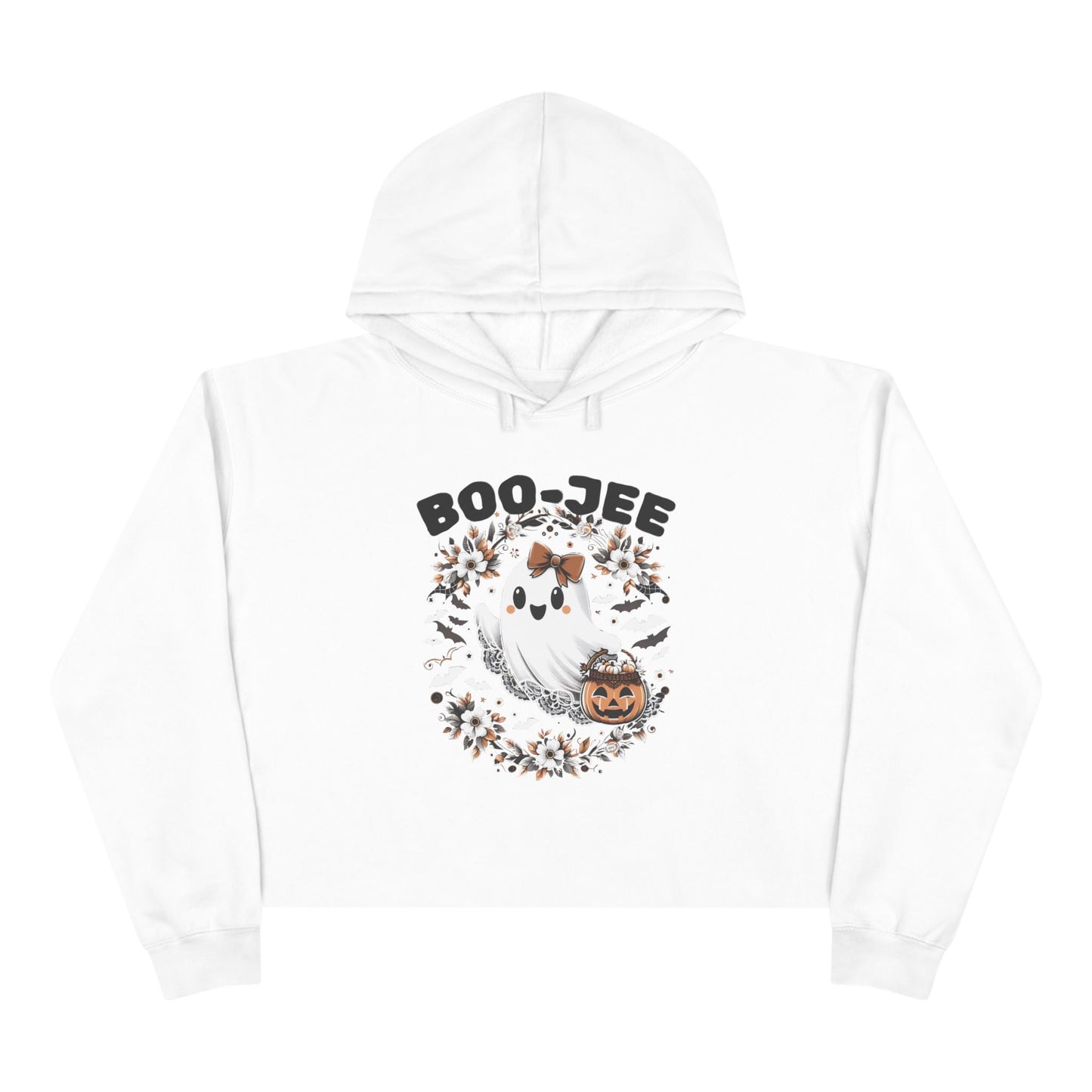 Boo-tiful & Boo-Jee Crop Hoodie, Halloween Hoodie, Ghost Graphic Sweatshirt, Cozy Fall Gift, Trendy Cropped Pullover