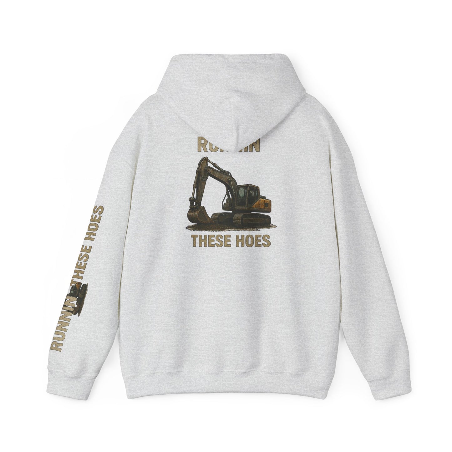 Running These Hoes Excavator Hoodie | Construction Graphic Hooded Sweatshirt