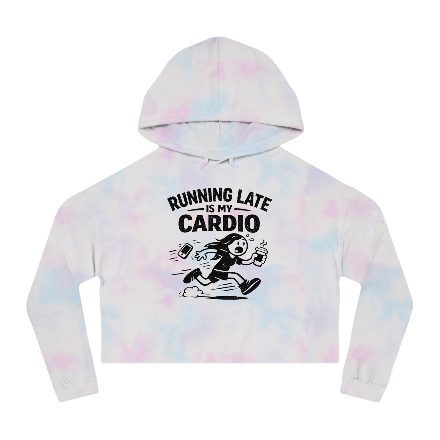 Running Late Is My Cardio Cropped Hoodie | Funny Running Graphic