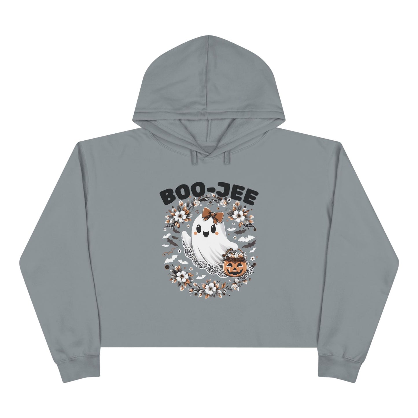 Boo-tiful & Boo-Jee Crop Hoodie, Halloween Hoodie, Ghost Graphic Sweatshirt, Cozy Fall Gift, Trendy Cropped Pullover