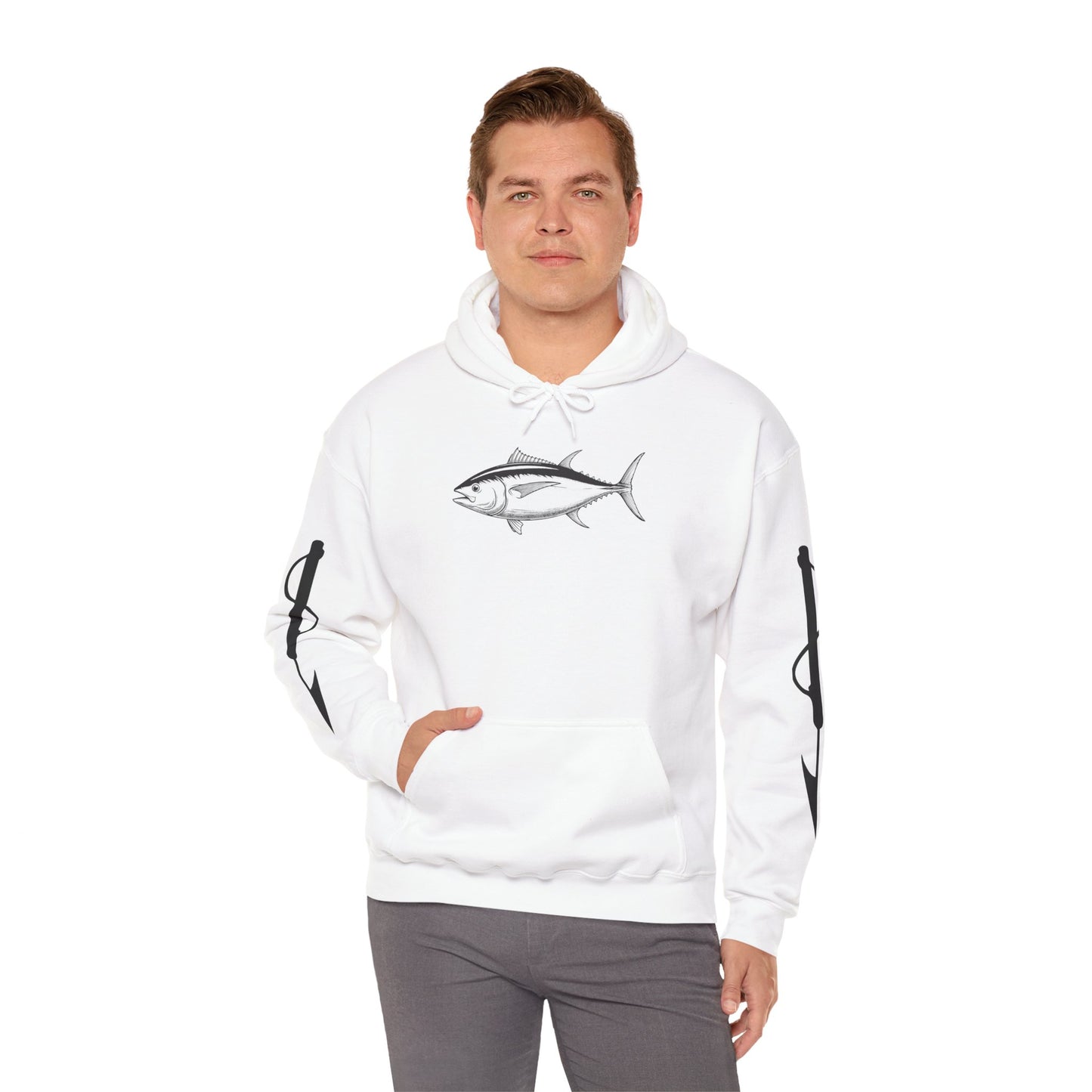 Vintage Tuna Illustration Fishing Hoodie