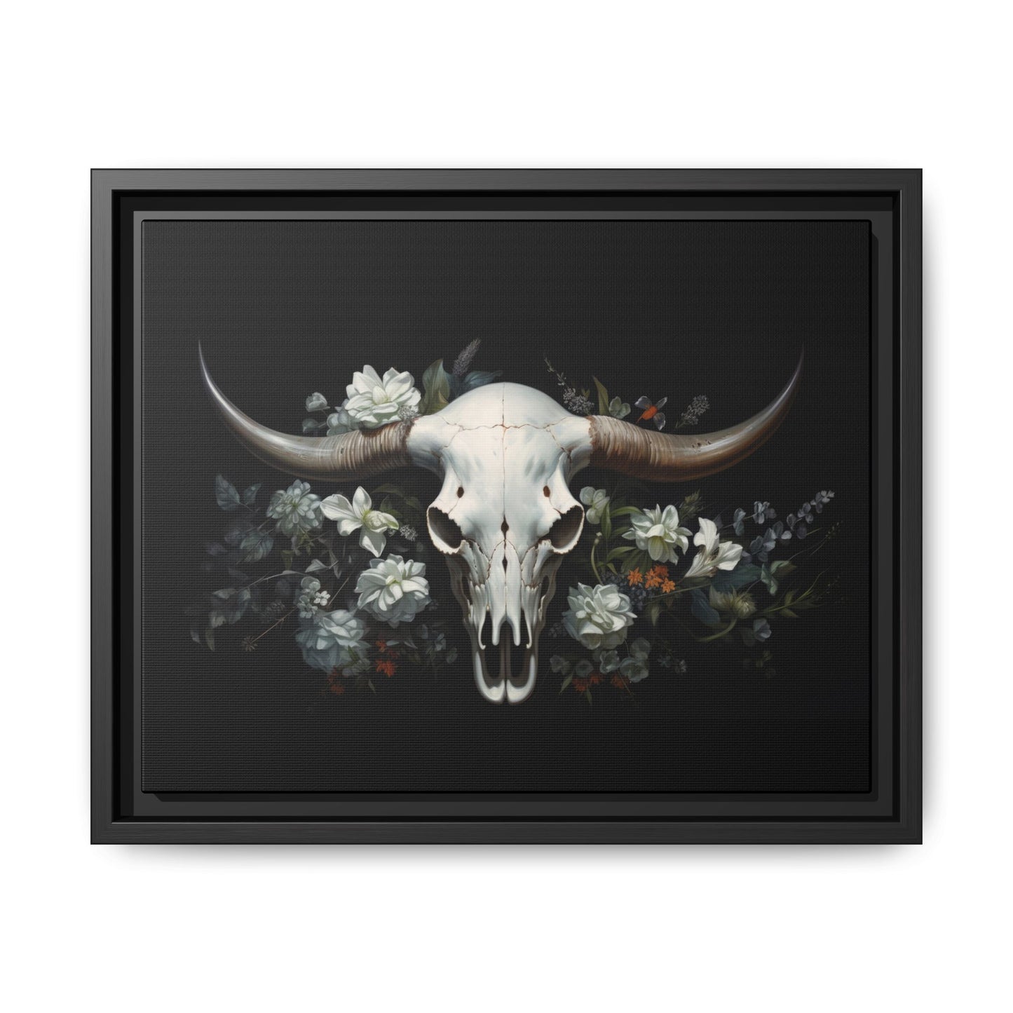 Bull Skull Wall Art, Framed Matte Canvas Print
