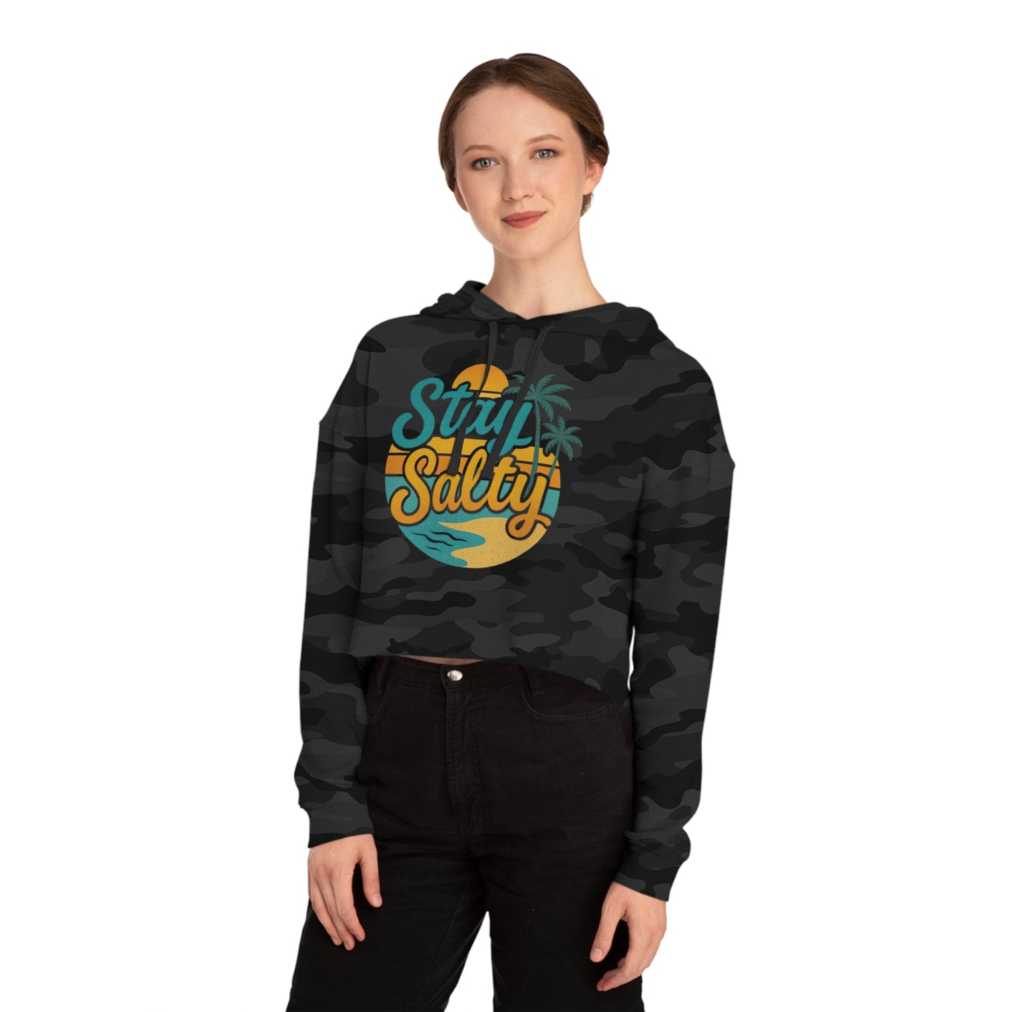 Women’s Cropped Hooded Sweatshirt - Stay Salty -