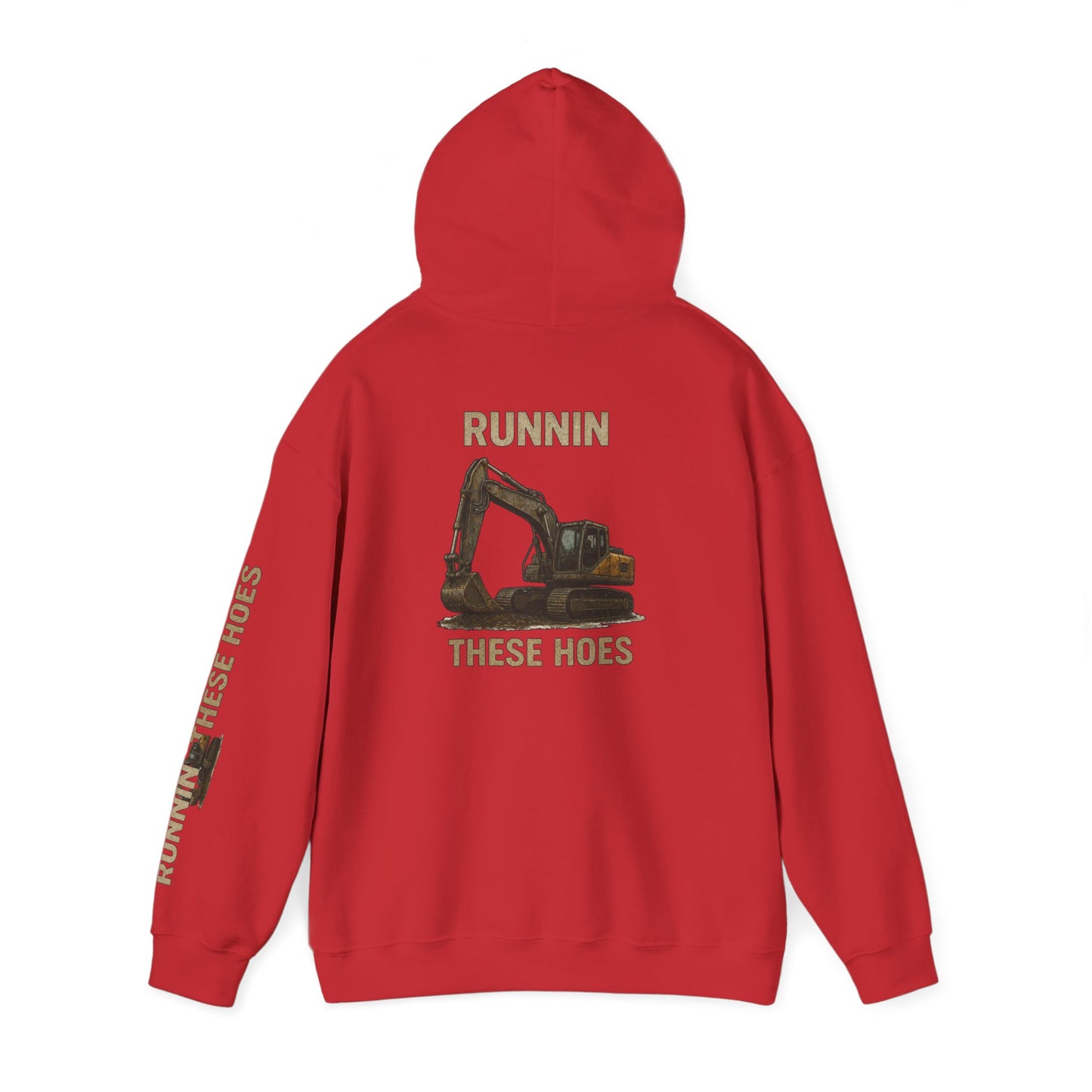 Running These Hoes Excavator Hoodie | Construction Graphic Hooded Sweatshirt