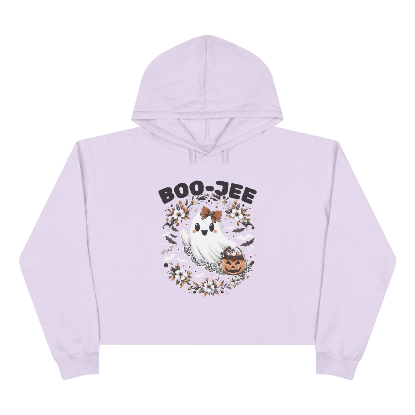 Boo-tiful & Boo-Jee Crop Hoodie, Halloween Hoodie, Ghost Graphic Sweatshirt, Cozy Fall Gift, Trendy Cropped Pullover