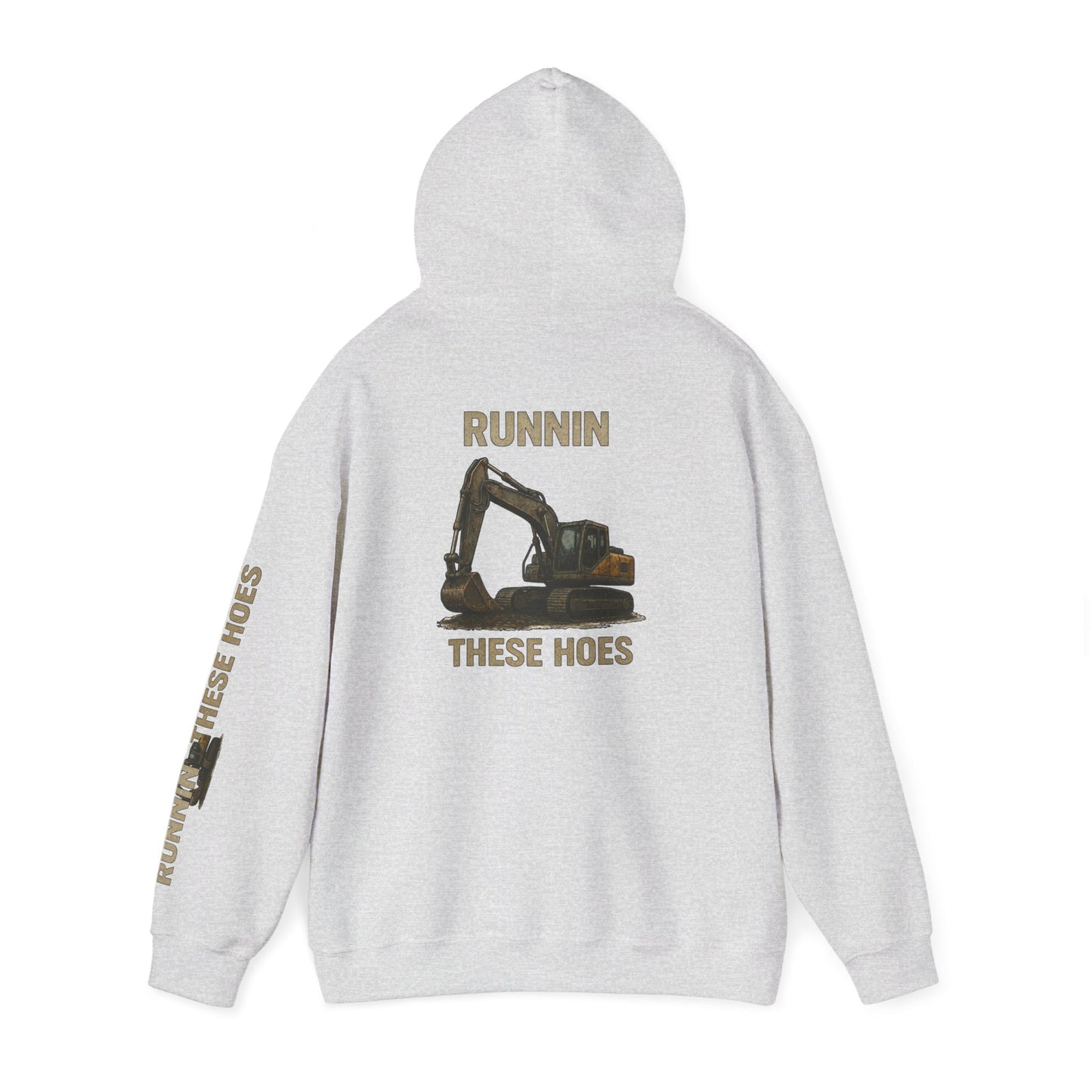 Running These Hoes Excavator Hoodie | Construction Graphic Hooded Sweatshirt
