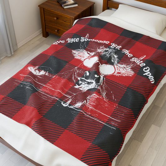 Buffalo Plaid Cow  Velveteen Plush Blanket