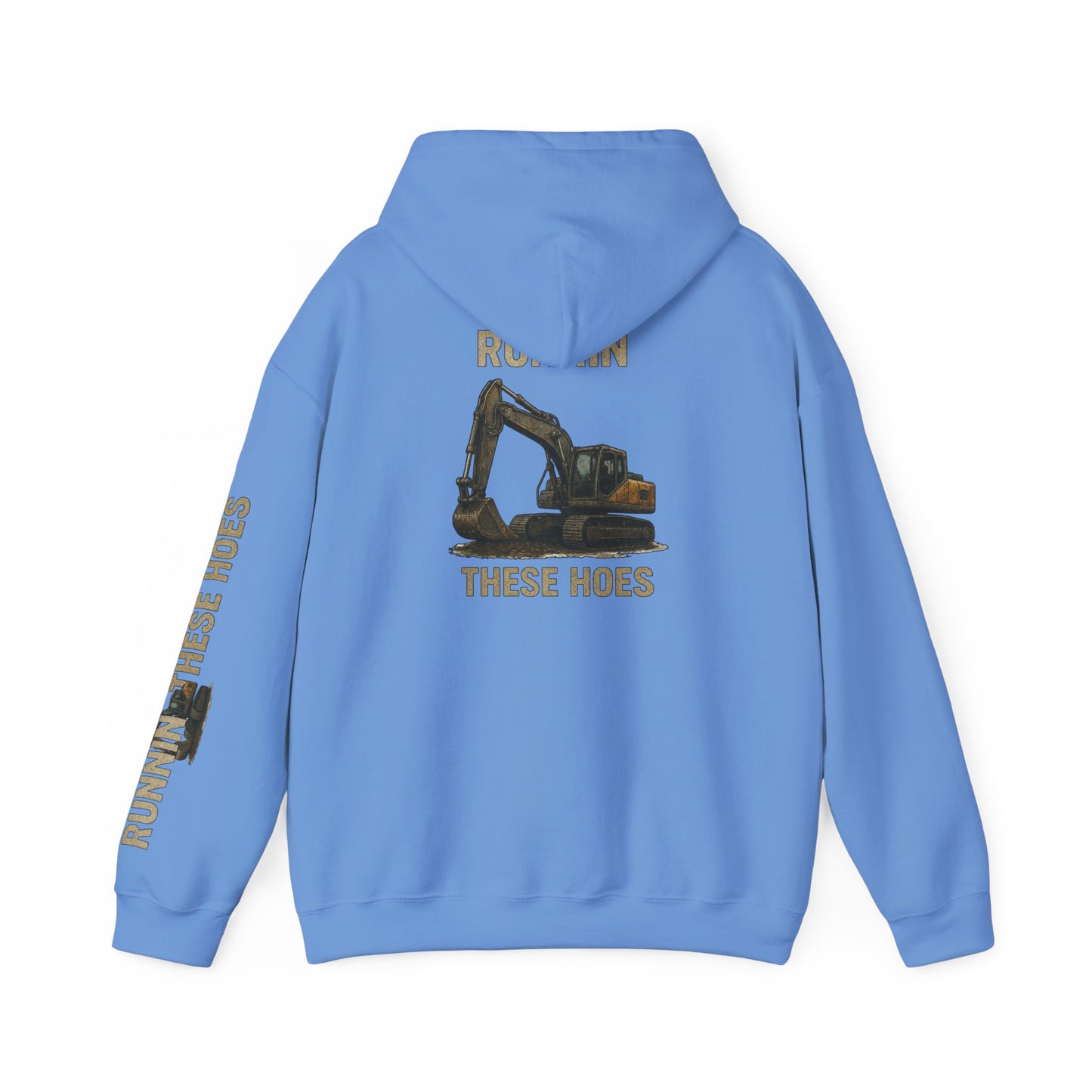 Running These Hoes Excavator Hoodie | Construction Graphic Hooded Sweatshirt