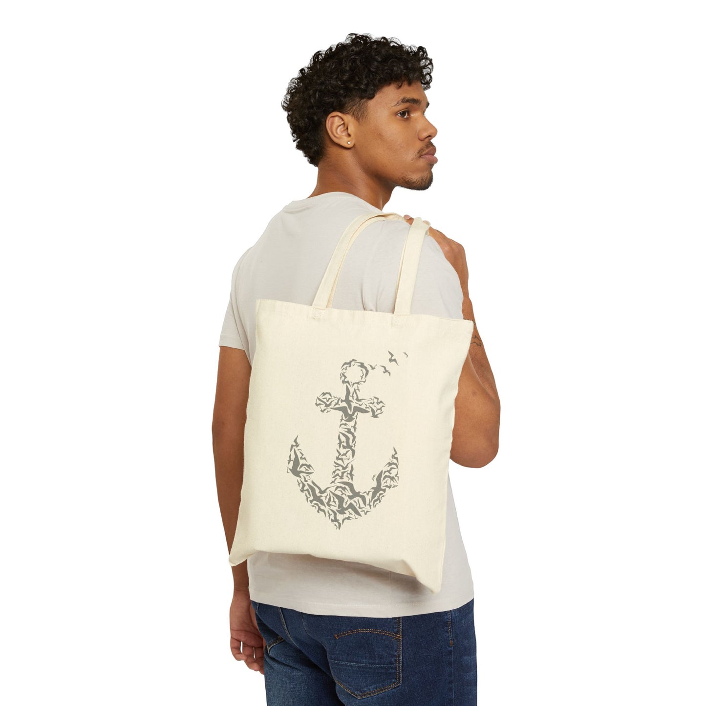 Nautical Cotton Canvas Tote Bag with Anchor Design